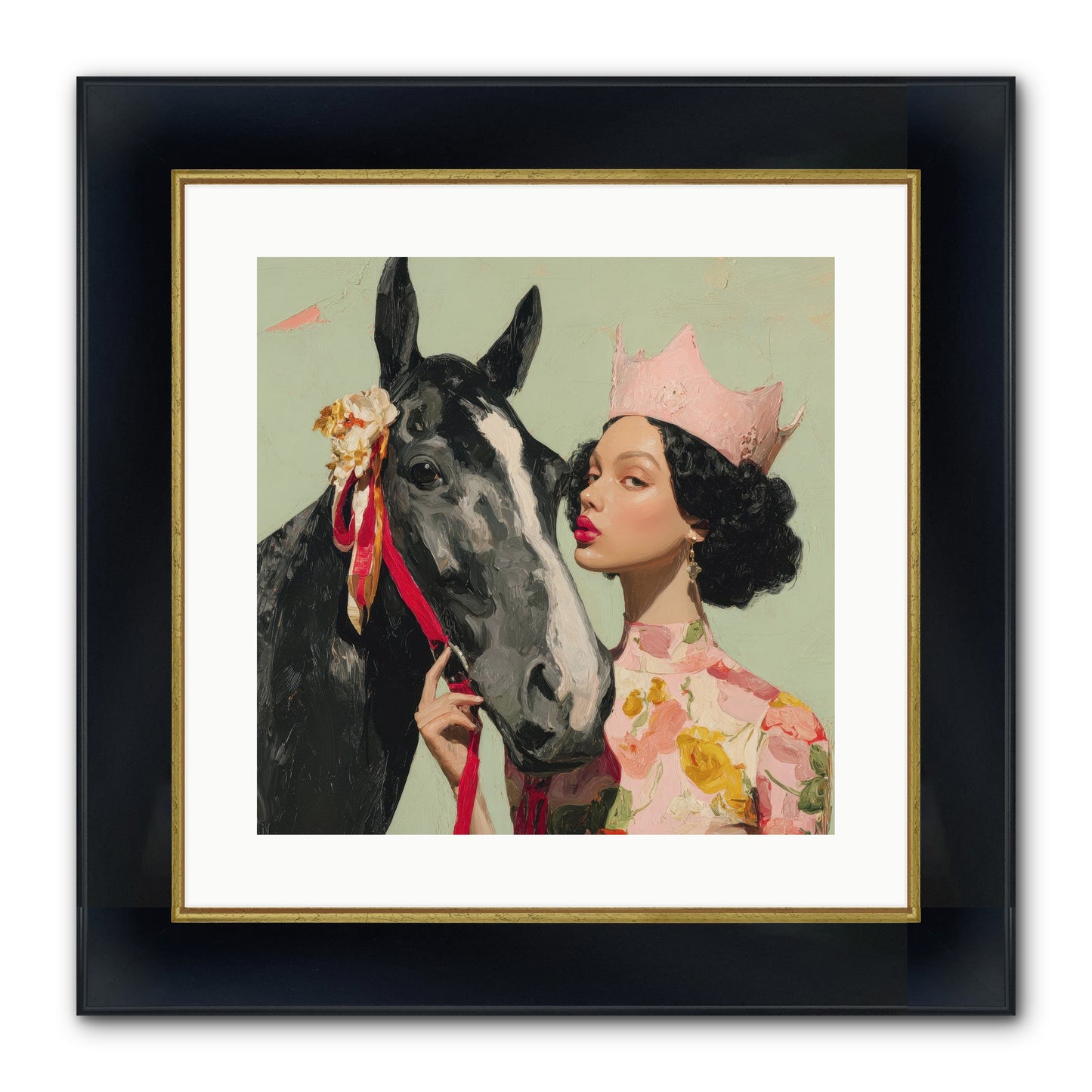 Steed Of The Silver Dawn Framed Print - Wide Black w/Gold 16x16