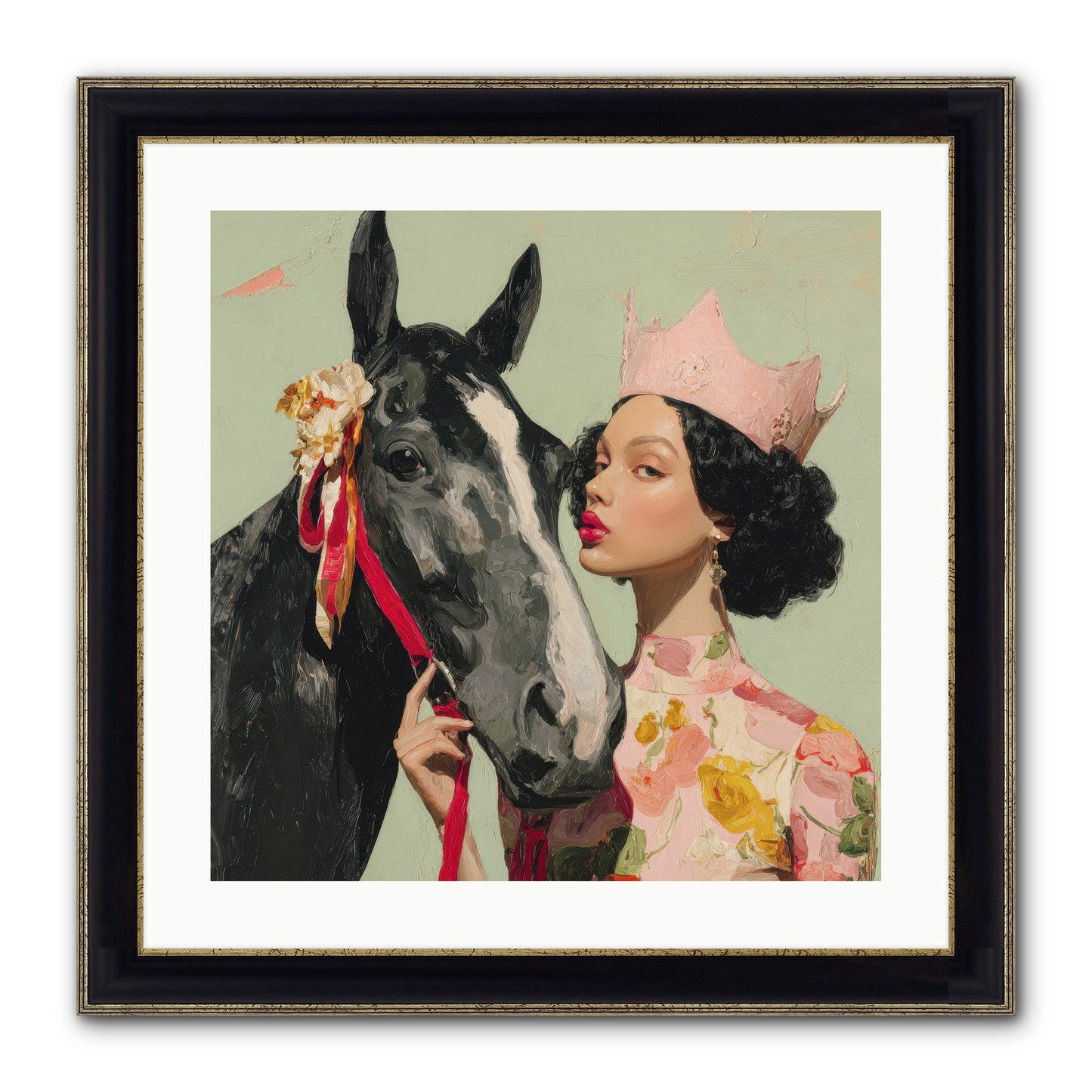 Steed Of The Silver Dawn Framed Print - Black & Gold 20x20