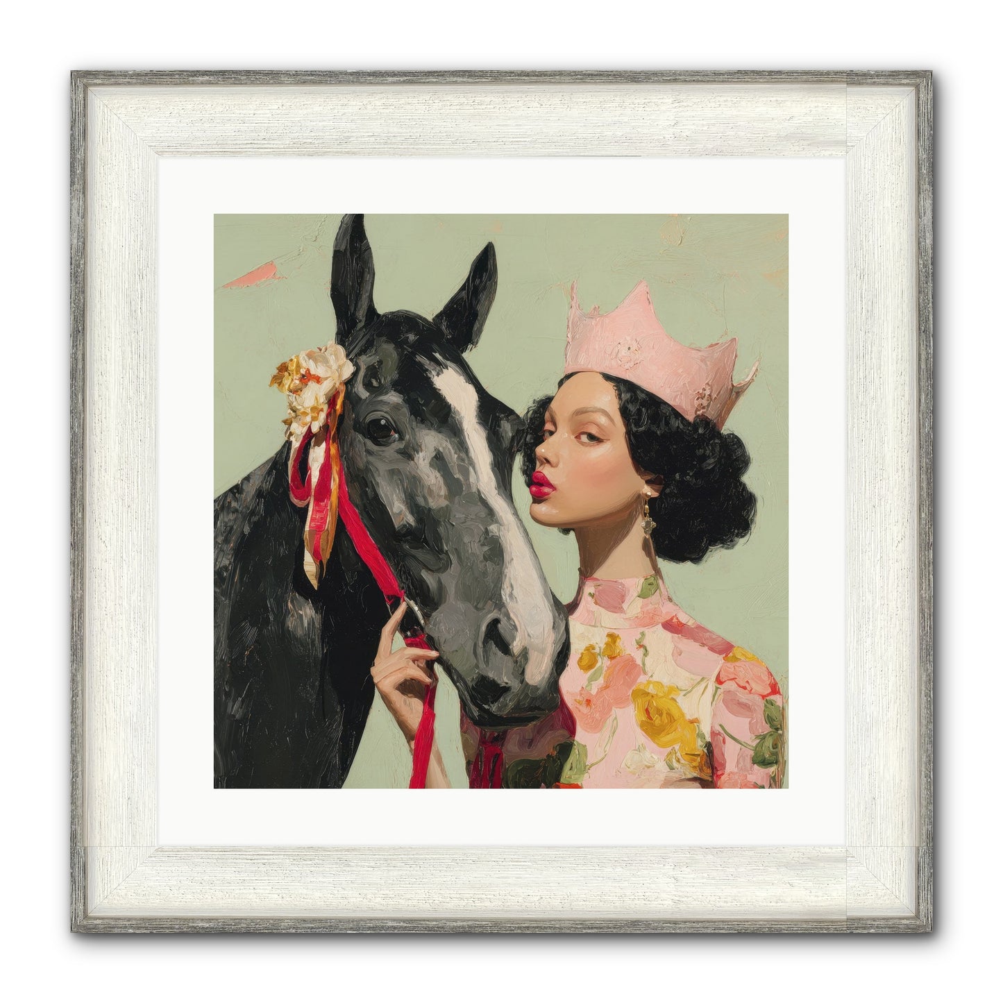 Steed Of The Silver Dawn Framed Print - Driftwood White 20x20