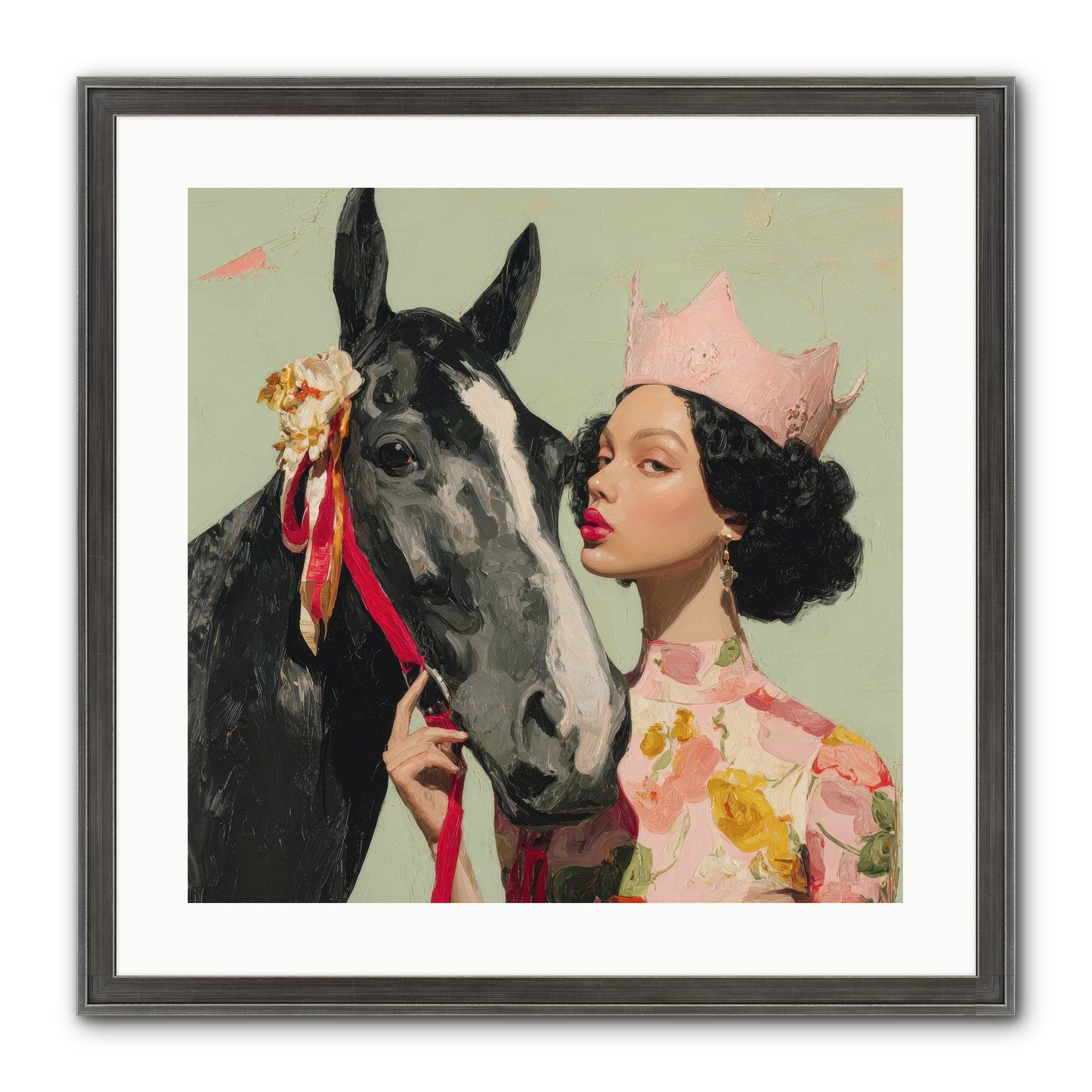 Steed Of The Silver Dawn Framed Print - Slimwoods Black/Silver 20x20