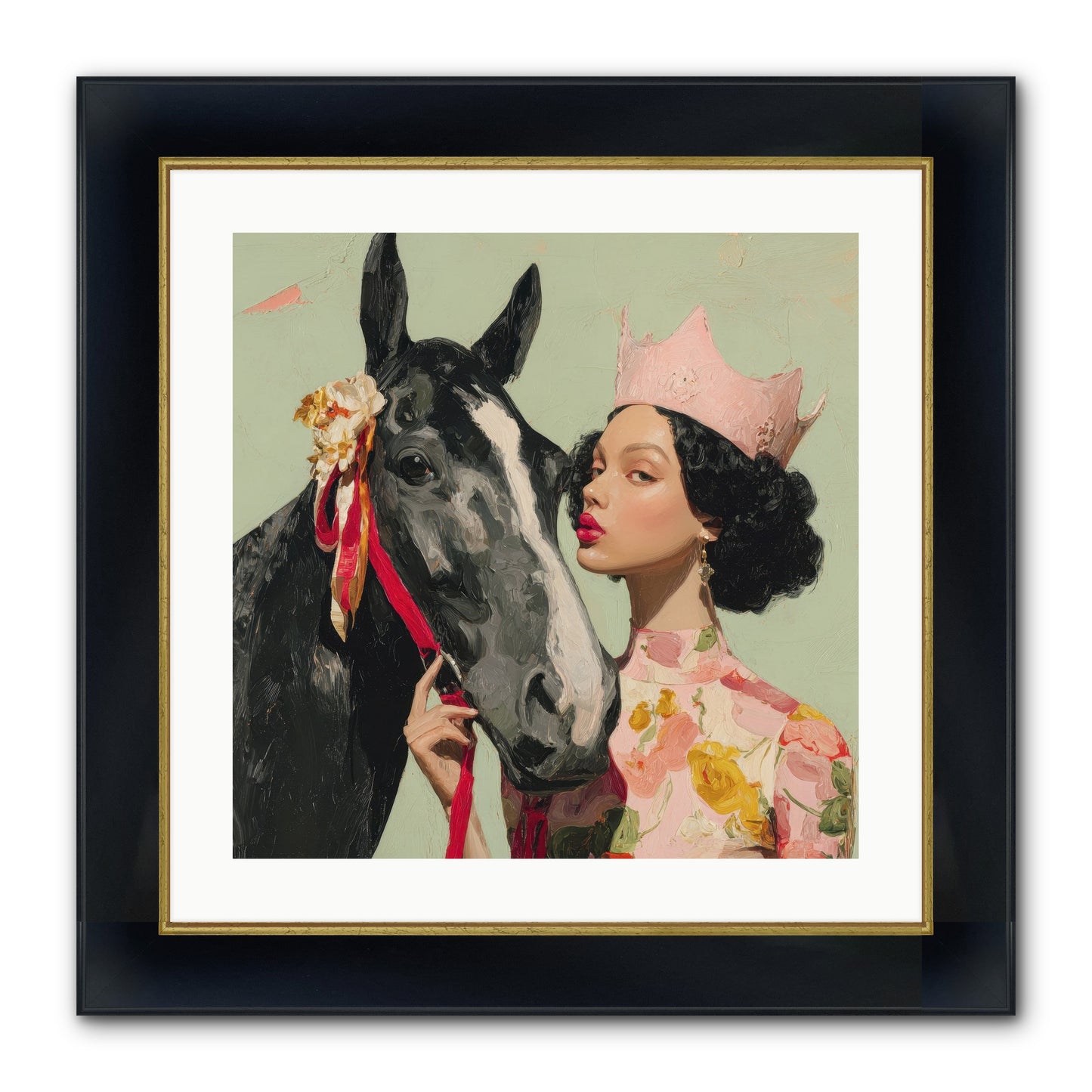 Steed Of The Silver Dawn Framed Print - Wide Black w/Gold 20x20
