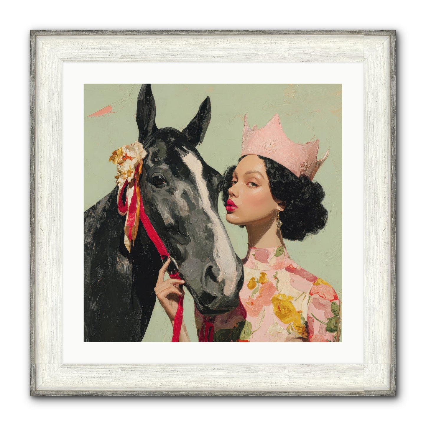 Steed Of The Silver Dawn Framed Print - Driftwood White 24x24