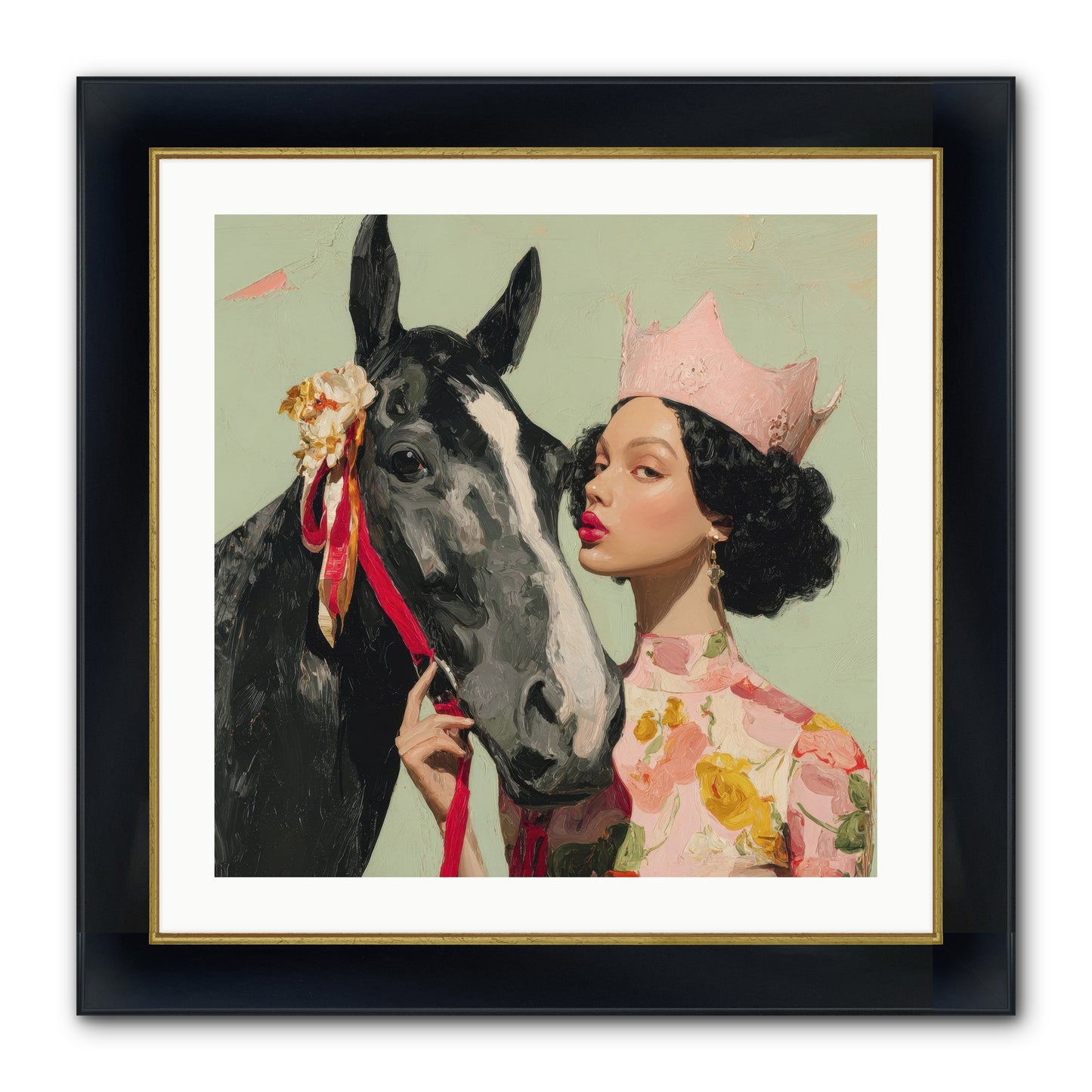 Steed Of The Silver Dawn Framed Print - Wide Black w/Gold 24x24