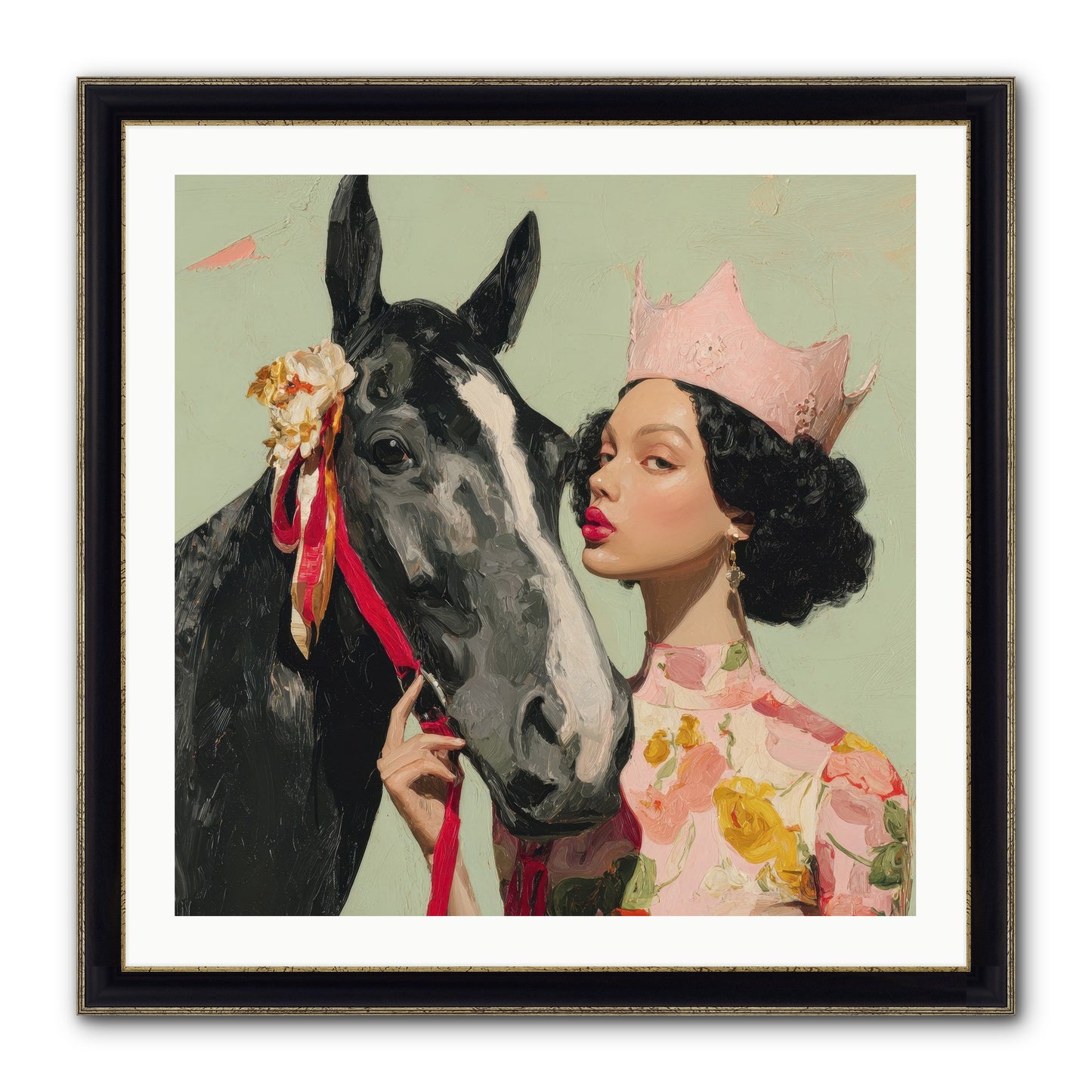 Steed Of The Silver Dawn Framed Print - Black & Gold 30x30