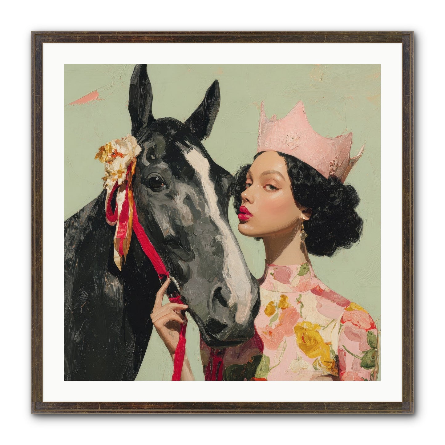 Steed Of The Silver Dawn Framed Print - Slimwoods Black/Gold 30x30