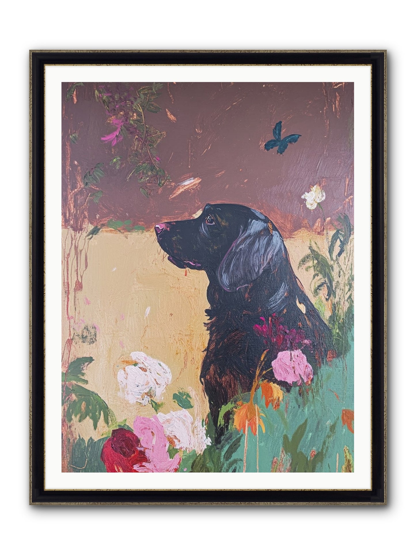 Steel Magnolia Framed Print - Black & Gold 36x48