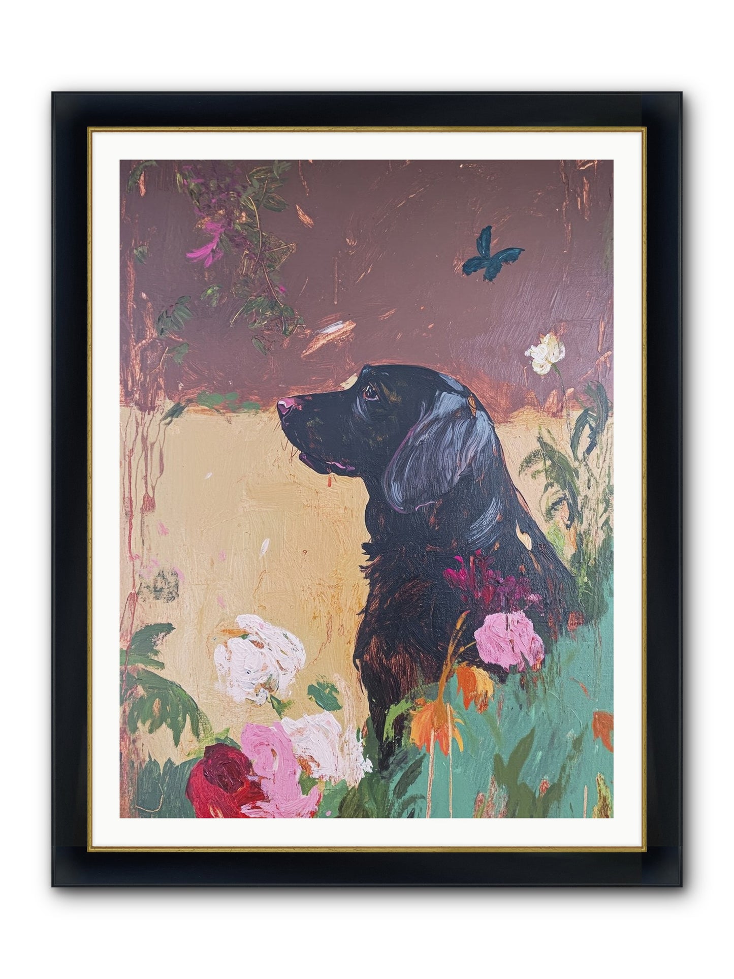 Steel Magnolia Framed Print - Wide Black w/Gold 36x48