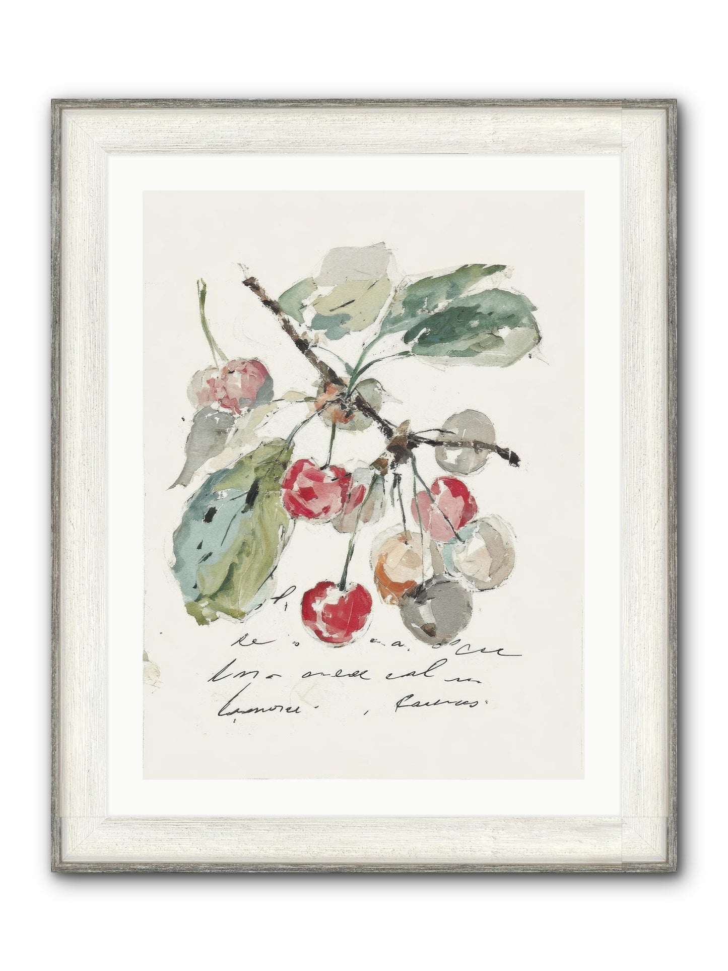 Stem And Story Framed Print - Driftwood White 24x32