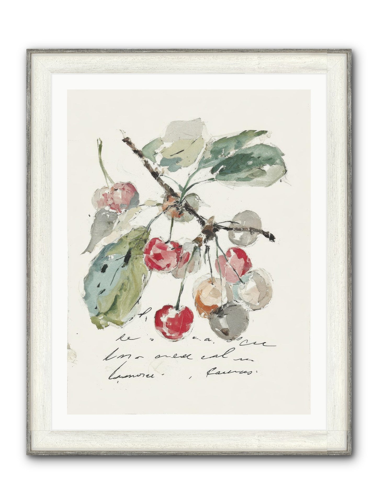 Stem And Story Framed Print - Driftwood White 30x40