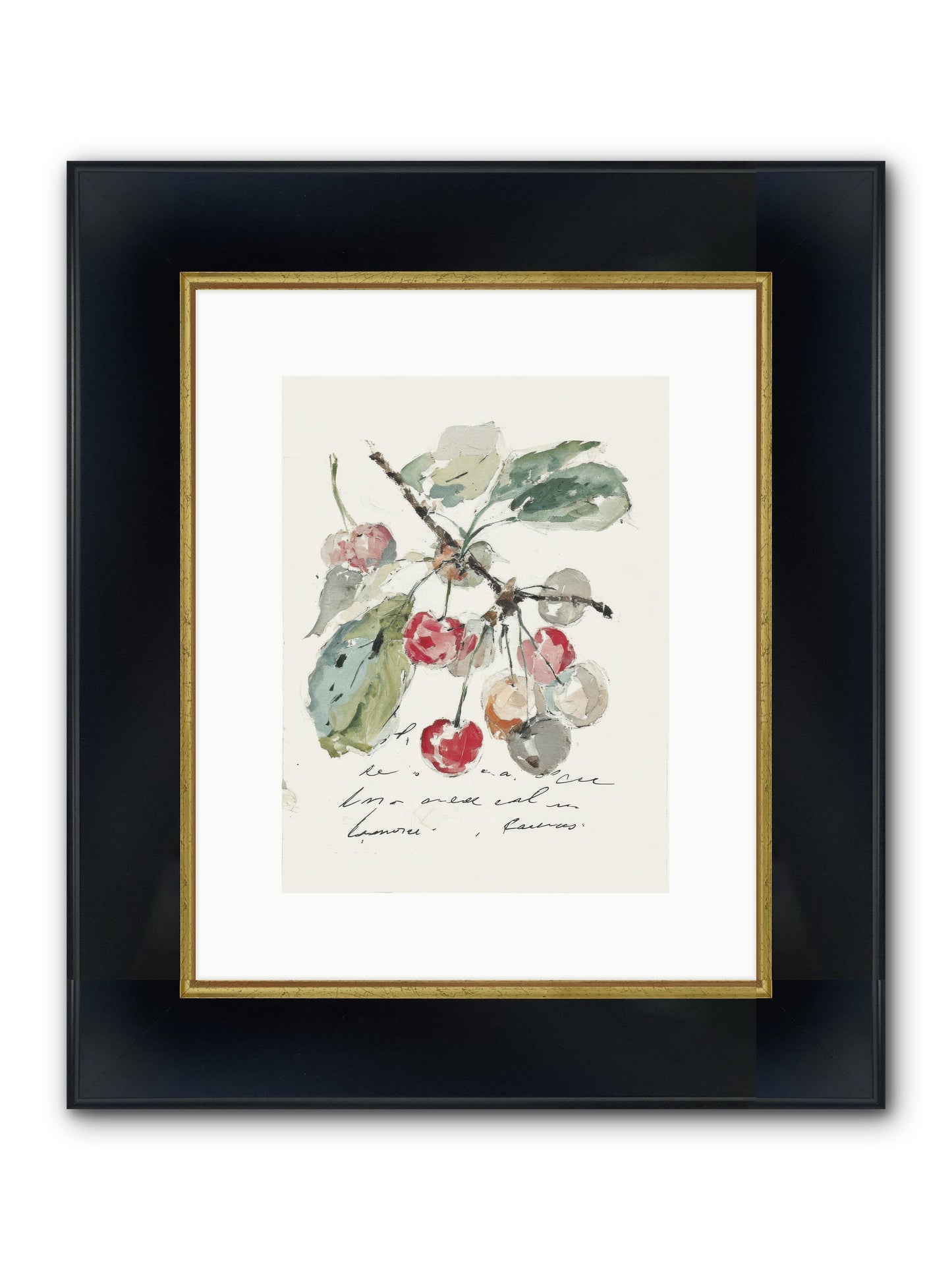 Stem And Story Framed Print - Wide Black w/Gold 9x12