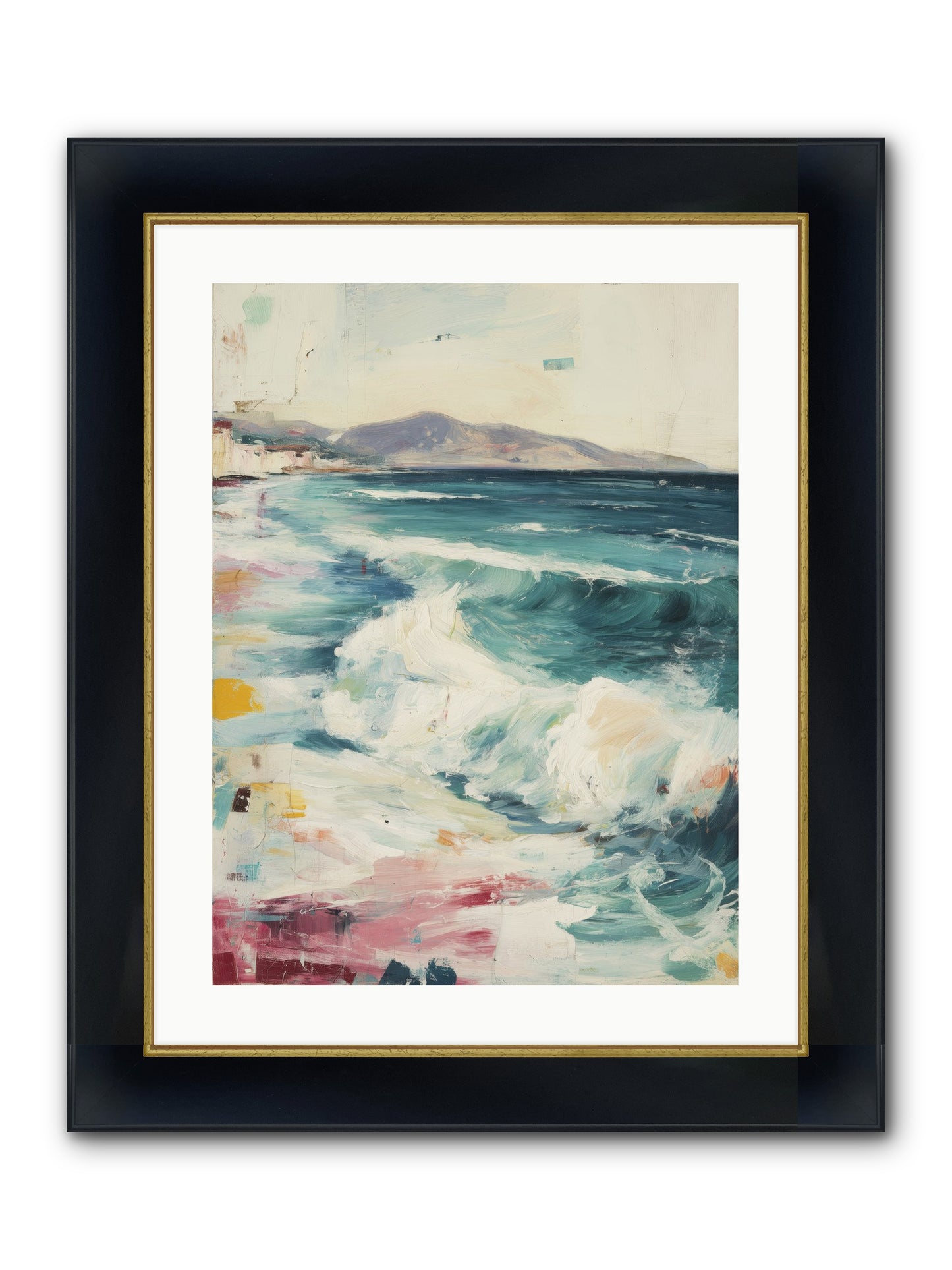 Steps In Moving Air Framed Print - Wide Black w/Gold 18x24
