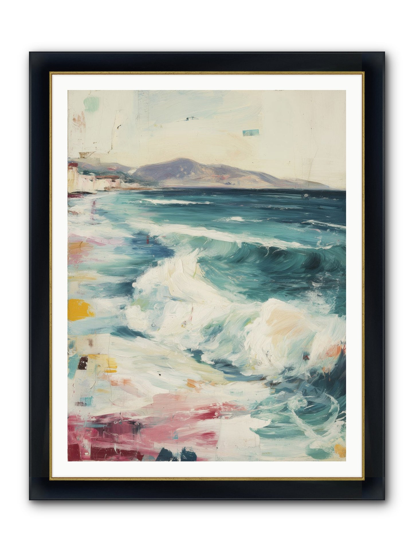 Steps In Moving Air Framed Print - Wide Black w/Gold 36x48