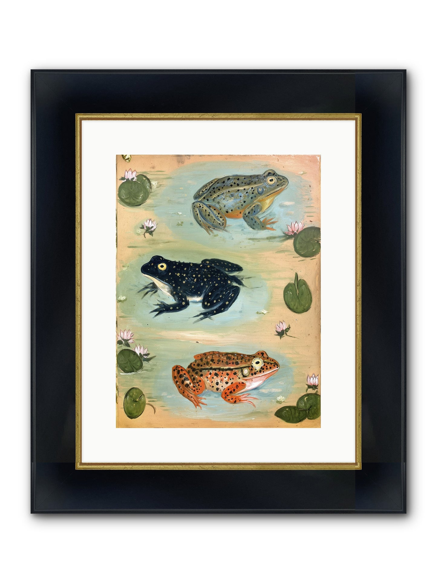 Still Water Wonder Framed Print - Wide Black w/Gold 12x16