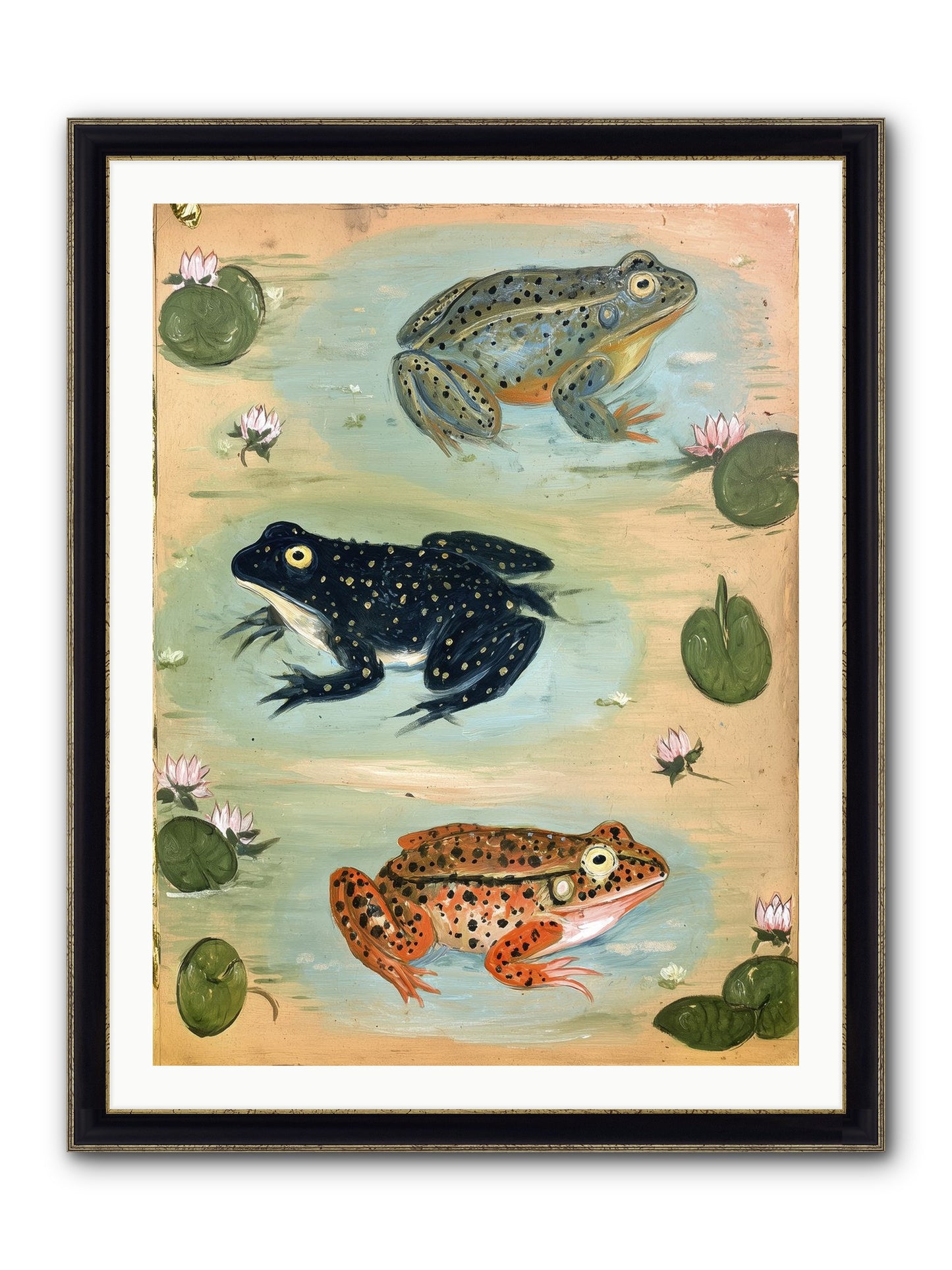 Still Water Wonder Framed Print - Black & Gold 30x40