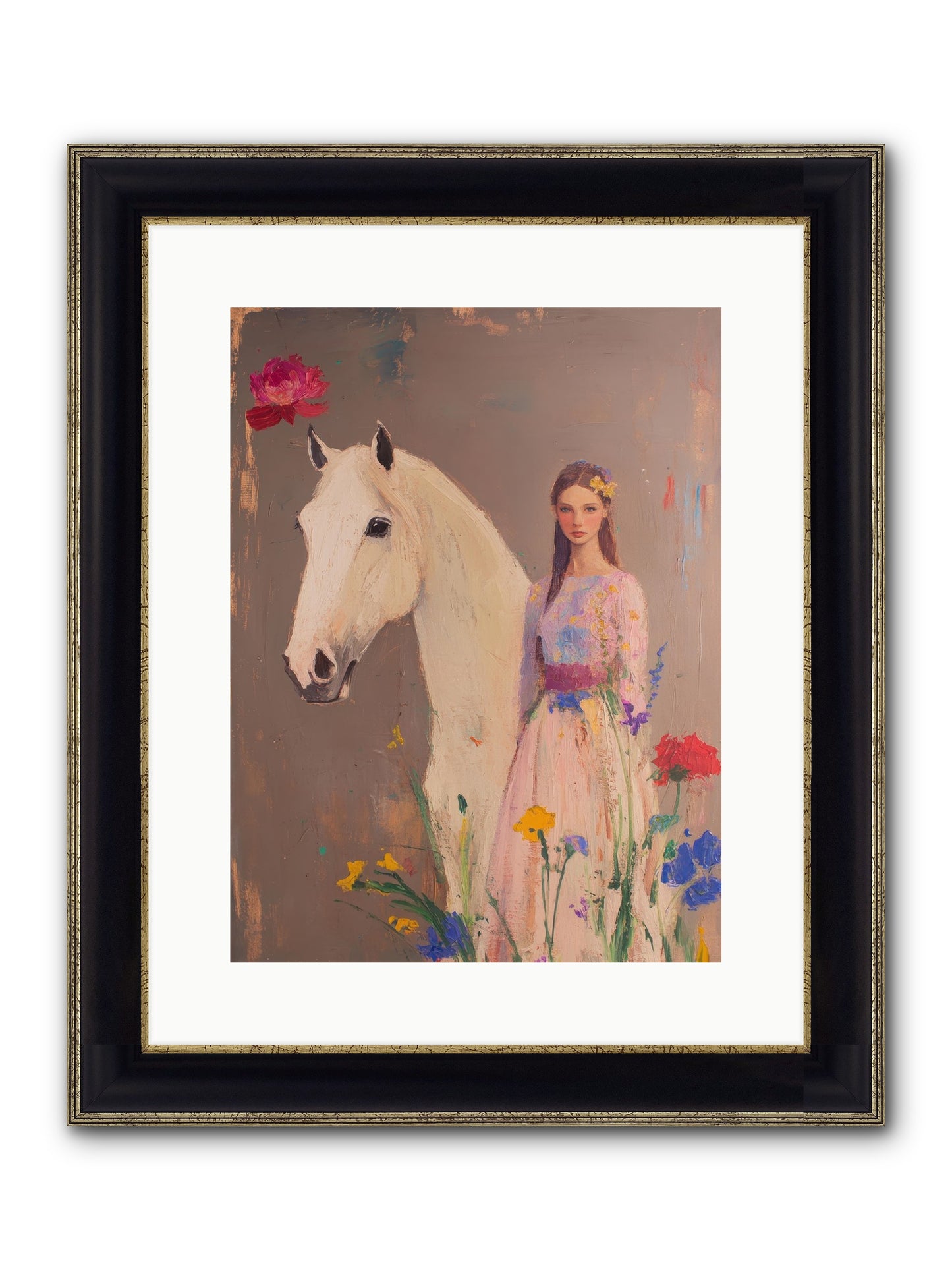Stone Meadow Framed Print - Black & Gold 12x16