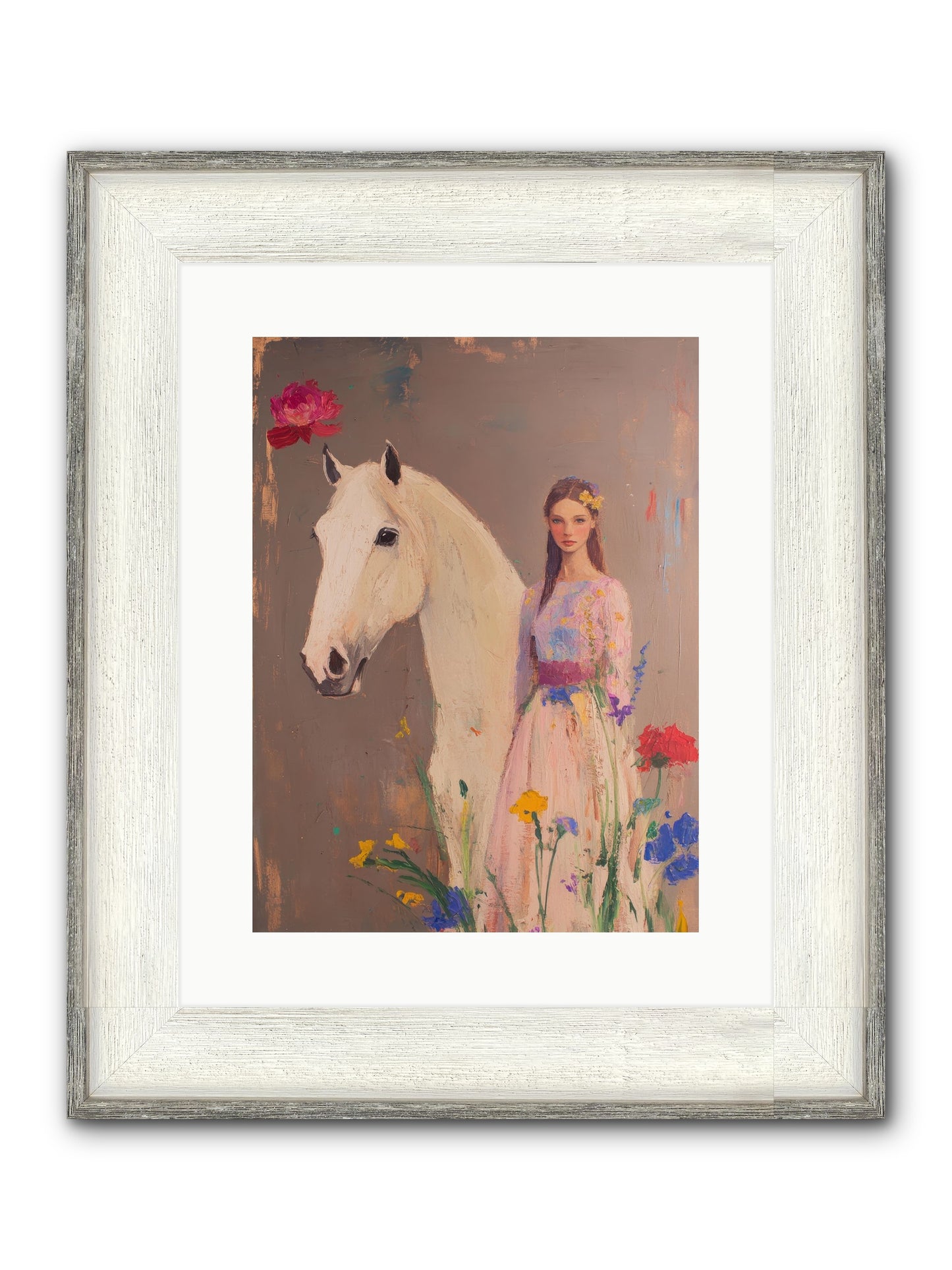 Stone Meadow Framed Print - Driftwood White 12x16