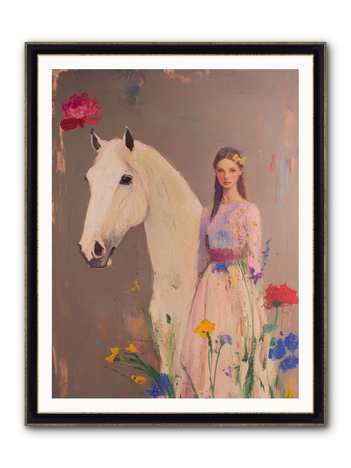 Stone Meadow Framed Print - Black & Gold 36x48