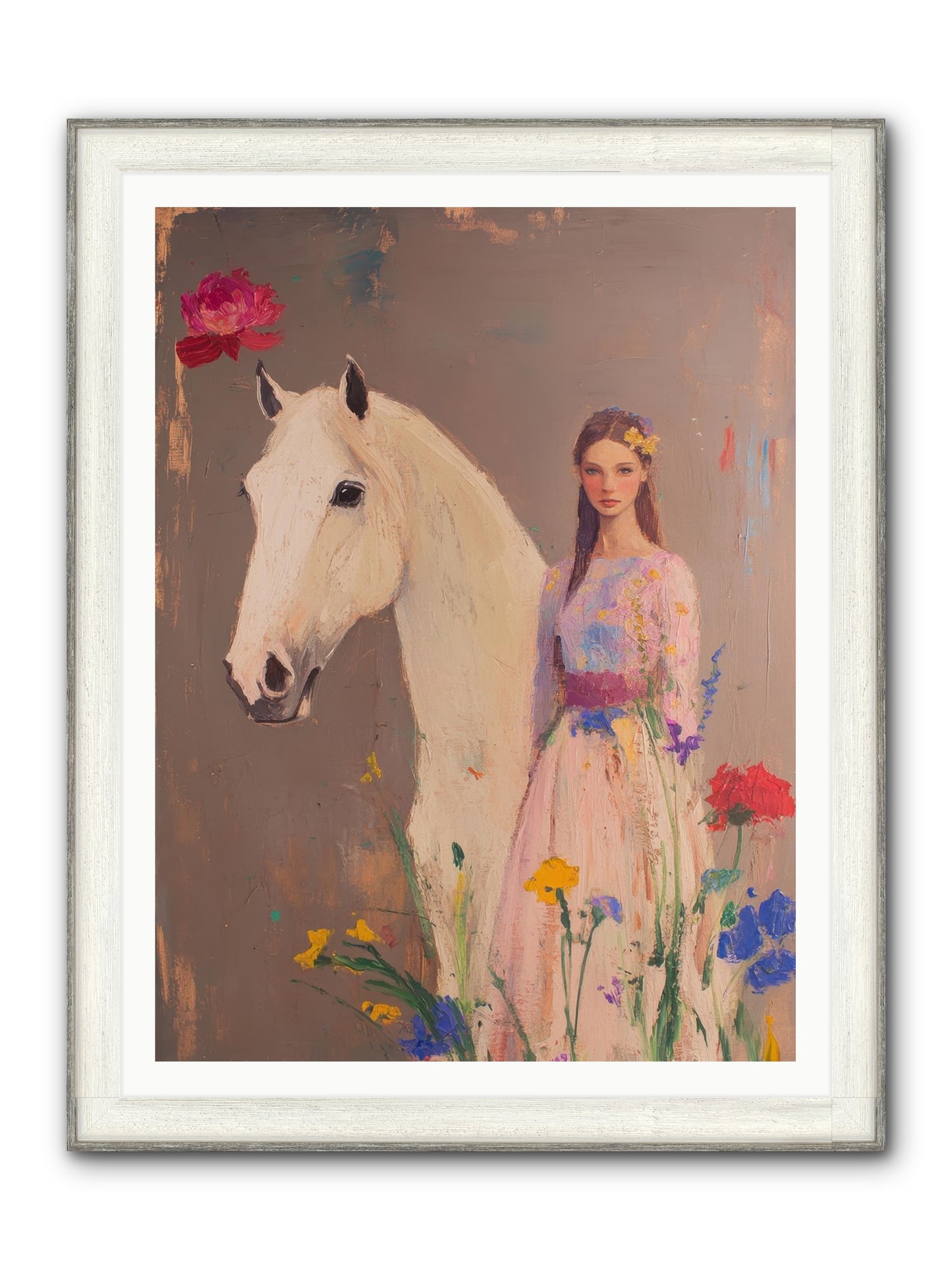 Stone Meadow Framed Print - Driftwood White 36x48