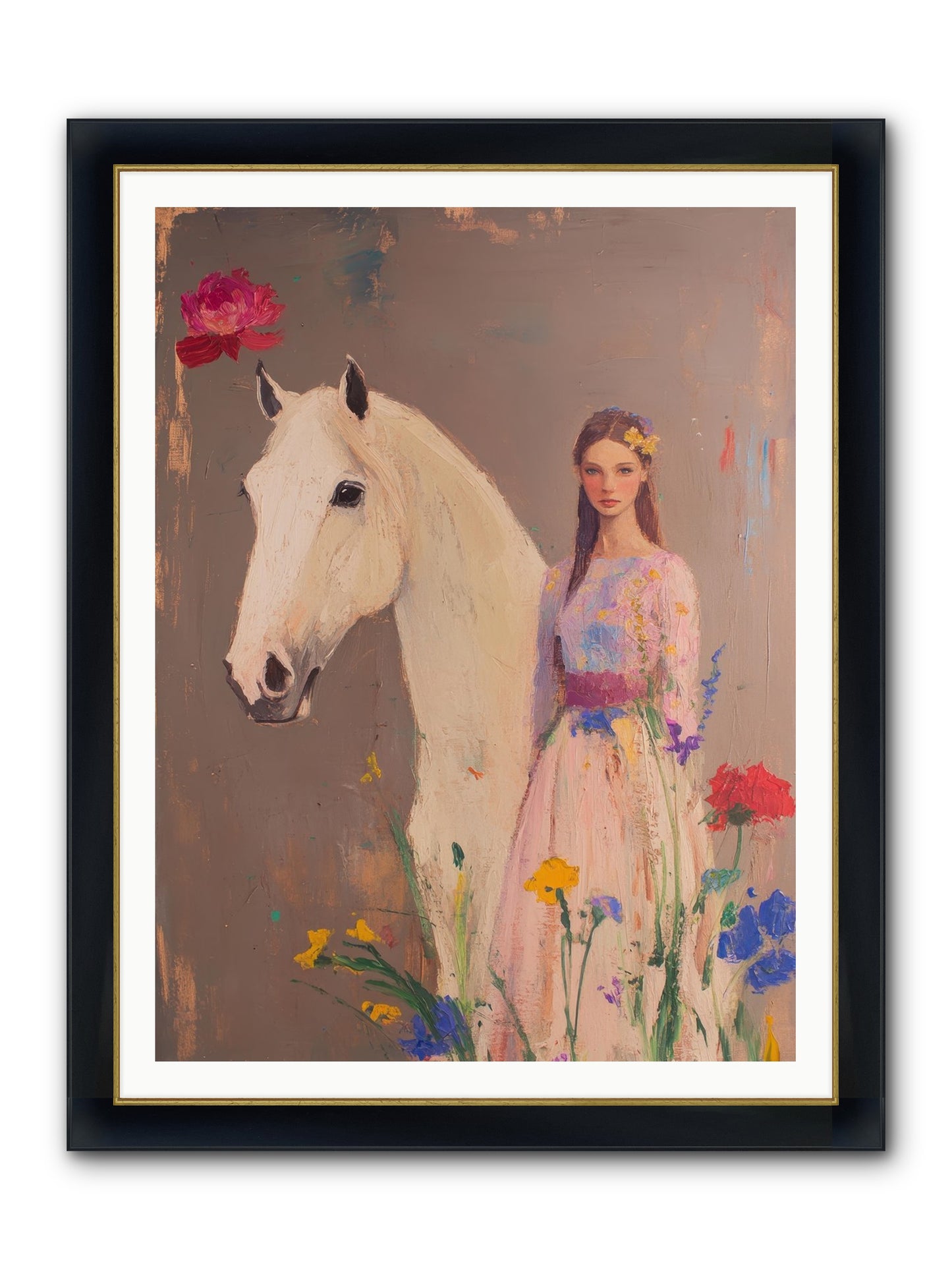 Stone Meadow Framed Print - Wide Black w/Gold 36x48