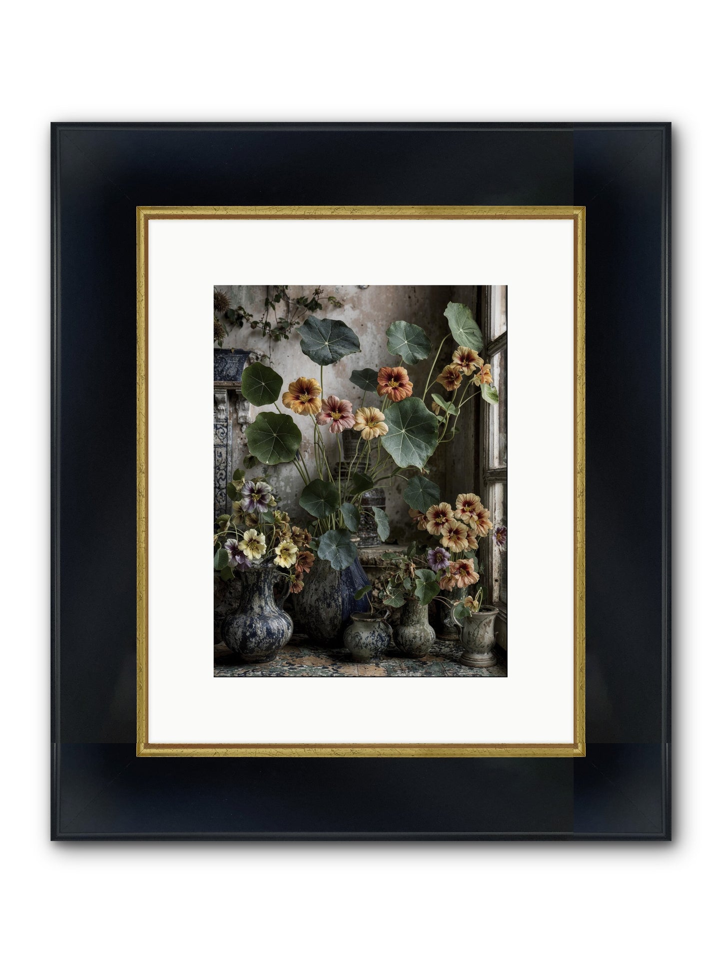 Stories Written In Gold Framed Print - Wide Black w/Gold 9x12