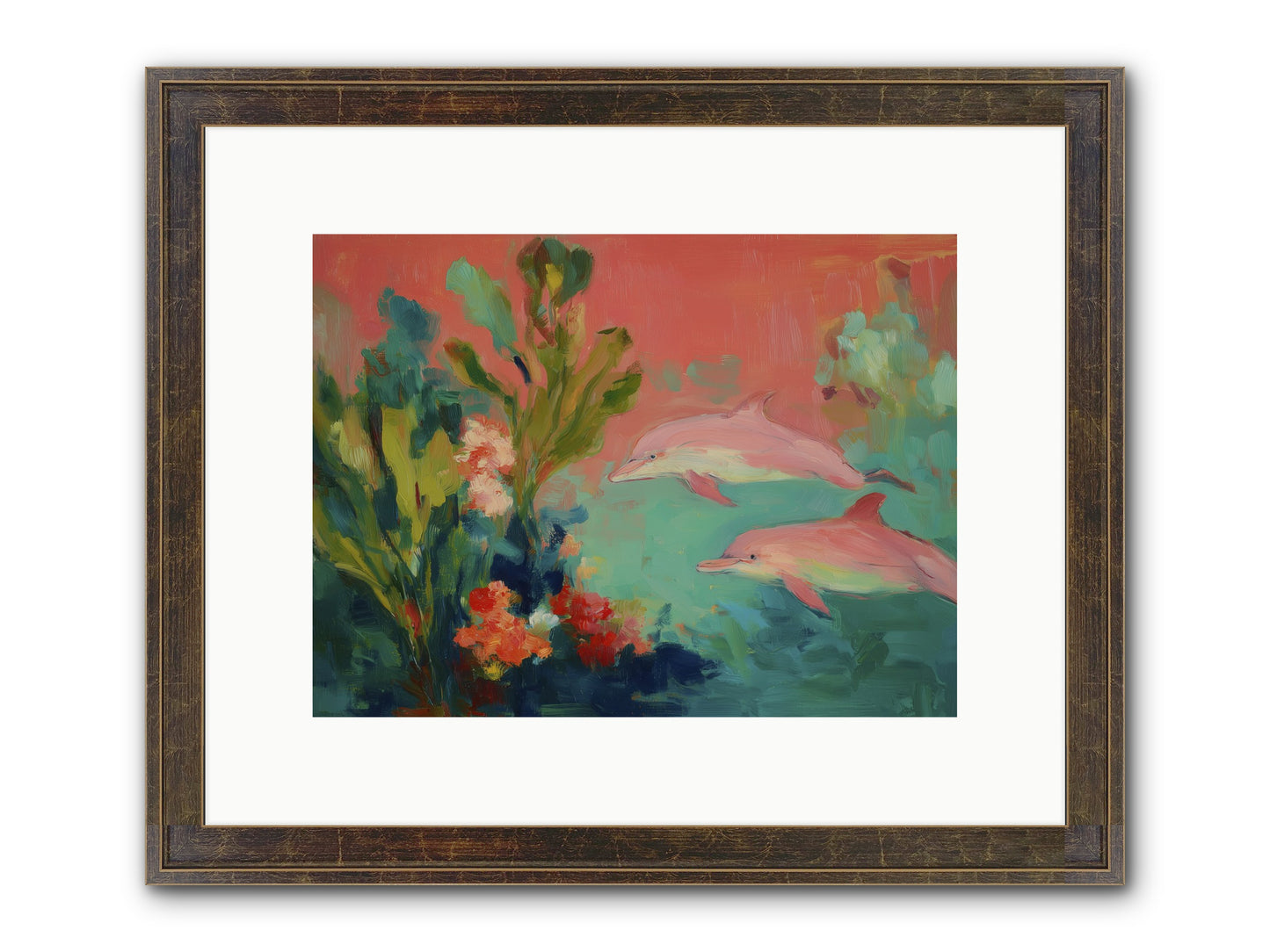 Strawberry Swimmers Framed Print - Slimwoods Black/Gold 12x9