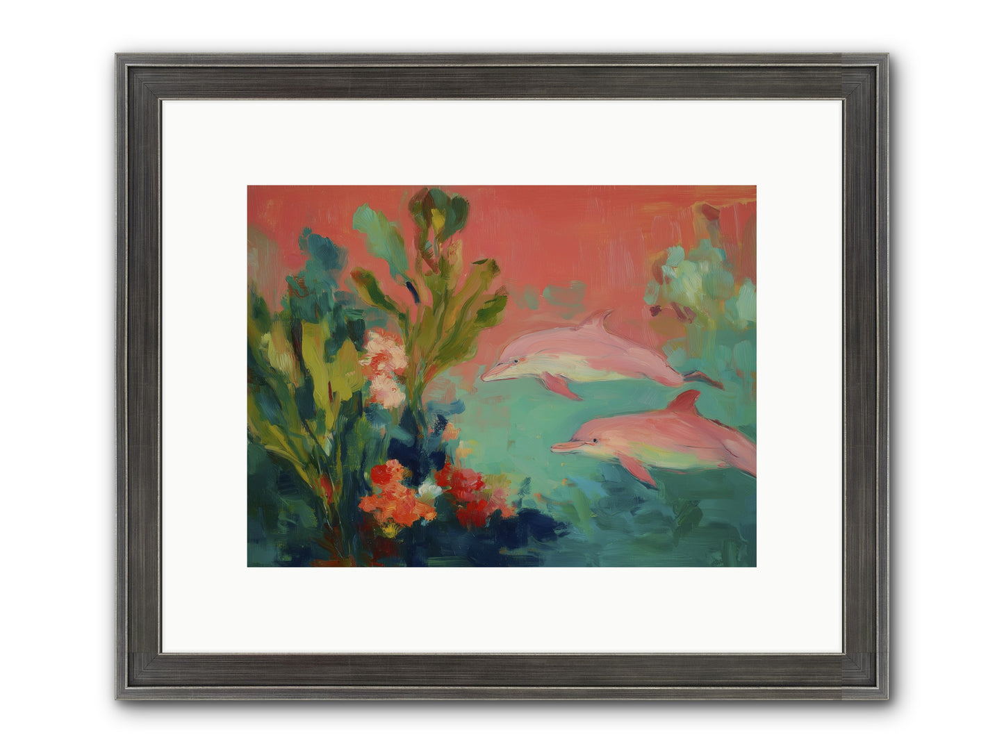 Strawberry Swimmers Framed Print - Slimwoods Black/Silver 12x9