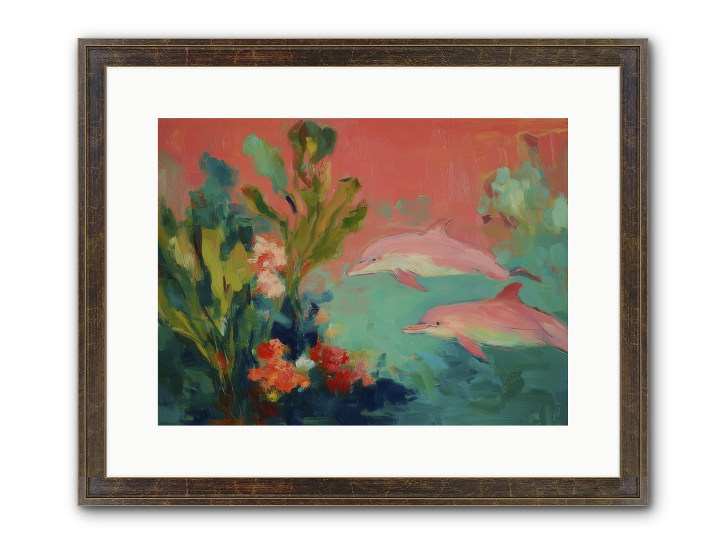Strawberry Swimmers Framed Print - Slimwoods Black/Gold 16x12