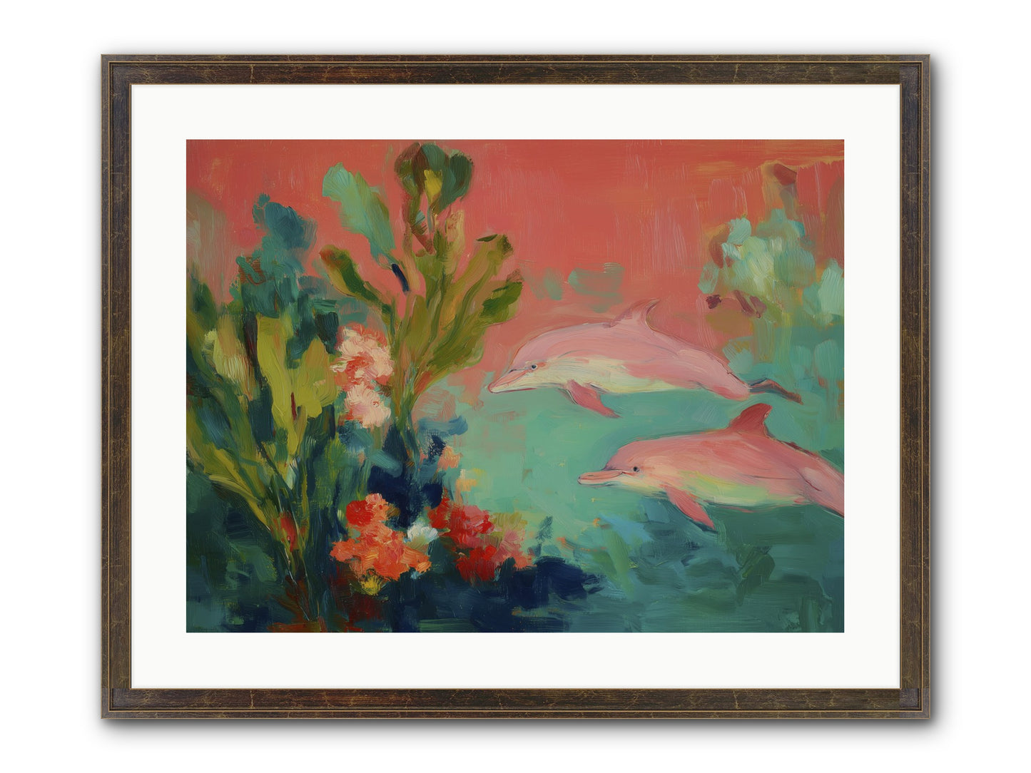 Strawberry Swimmers Framed Print - Slimwoods Black/Gold 24x18