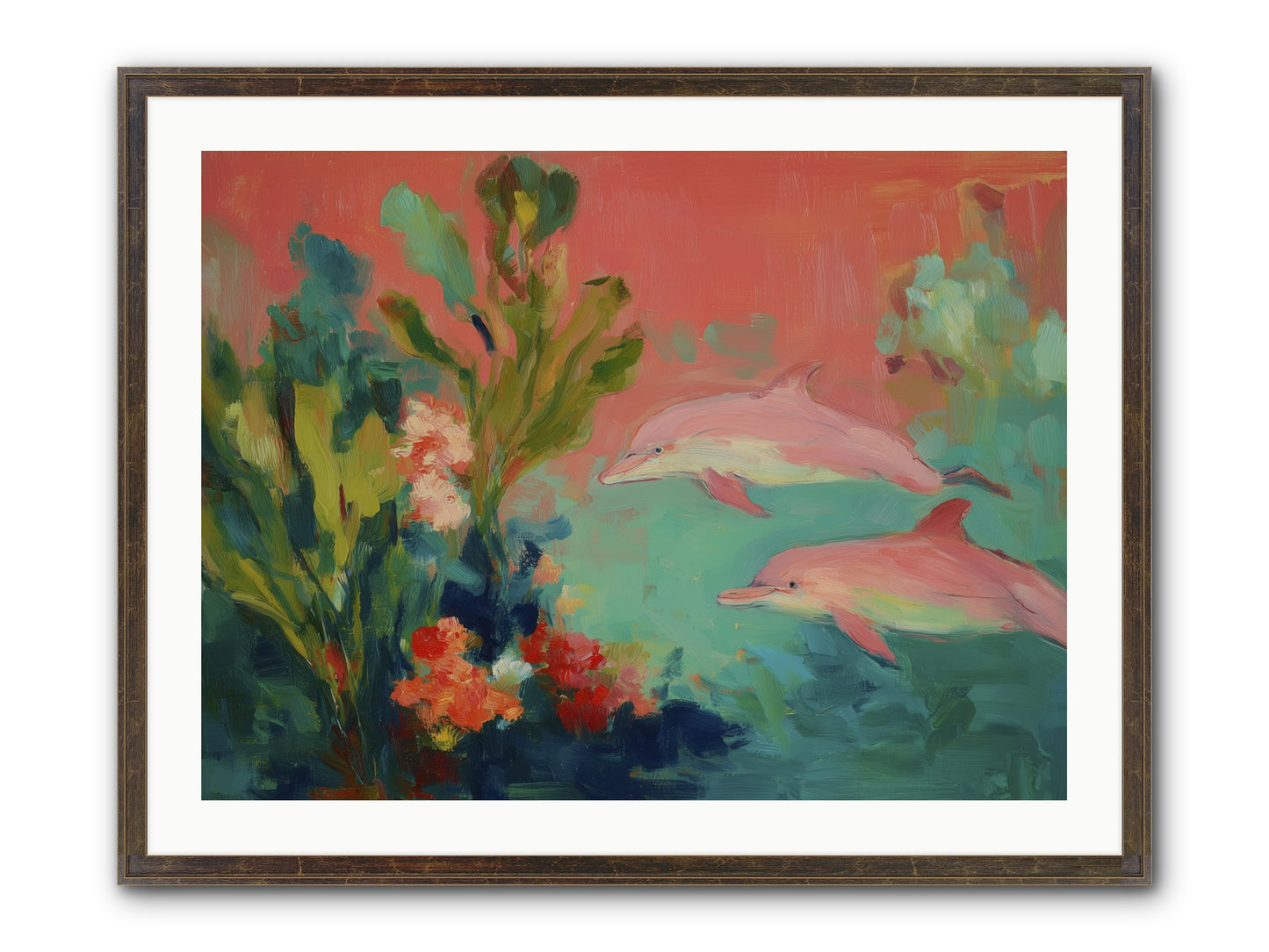 Strawberry Swimmers Framed Print - Slimwoods Black/Gold 32x24