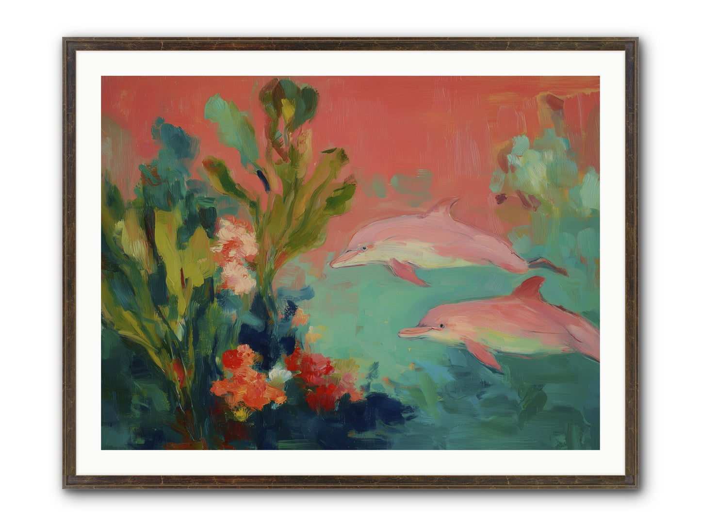 Strawberry Swimmers Framed Print - Slimwoods Black/Gold 40x30