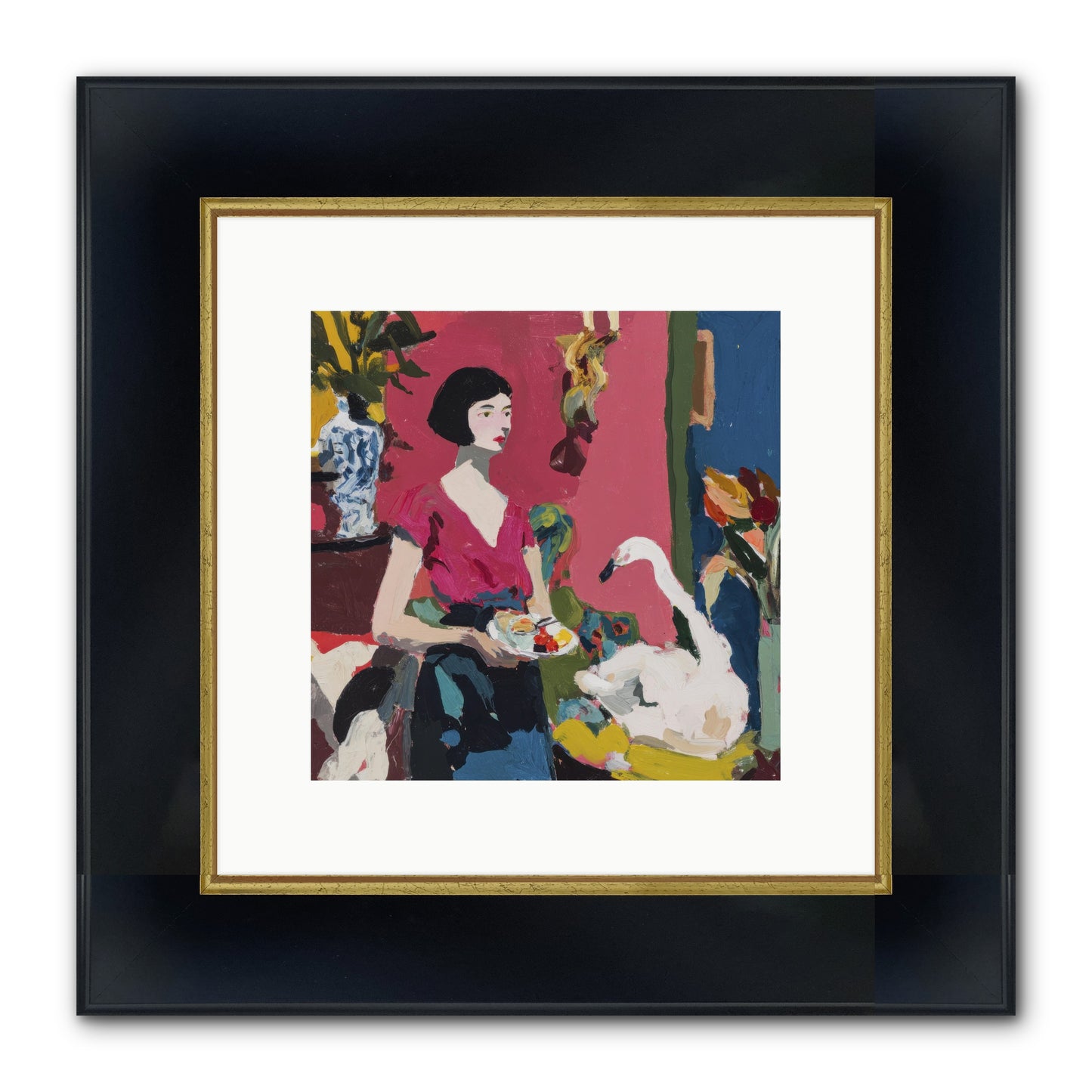 Studio Companions Framed Print - Wide Black w/Gold 10x10