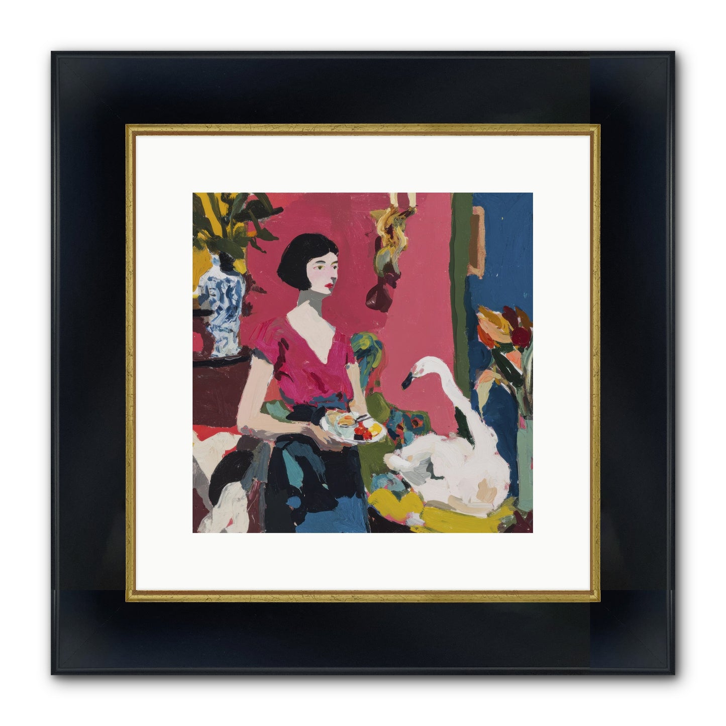 Studio Companions Framed Print - Wide Black w/Gold 12x12