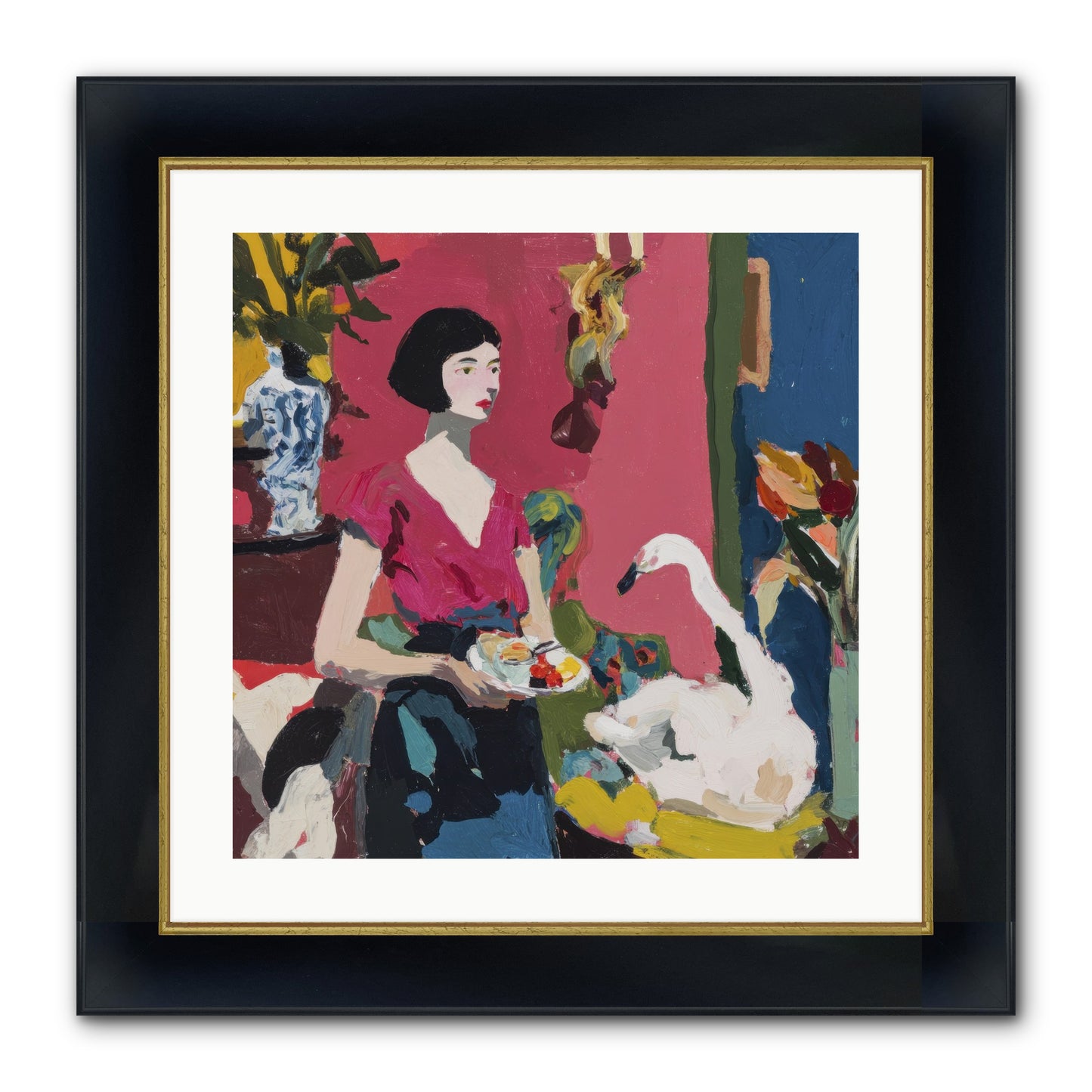 Studio Companions Framed Print - Wide Black w/Gold 20x20
