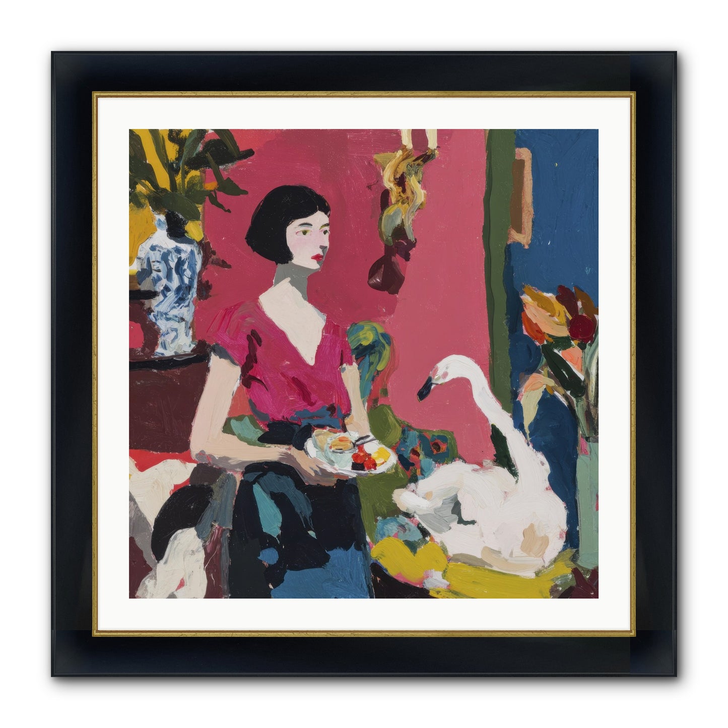 Studio Companions Framed Print - Wide Black w/Gold 30x30