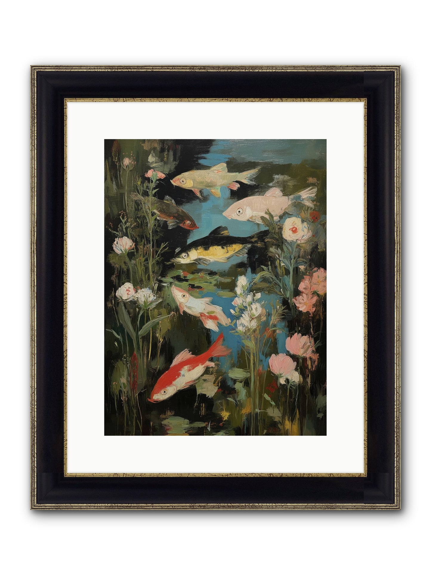 Submerged Prairie Framed Print - Black & Gold 12x16