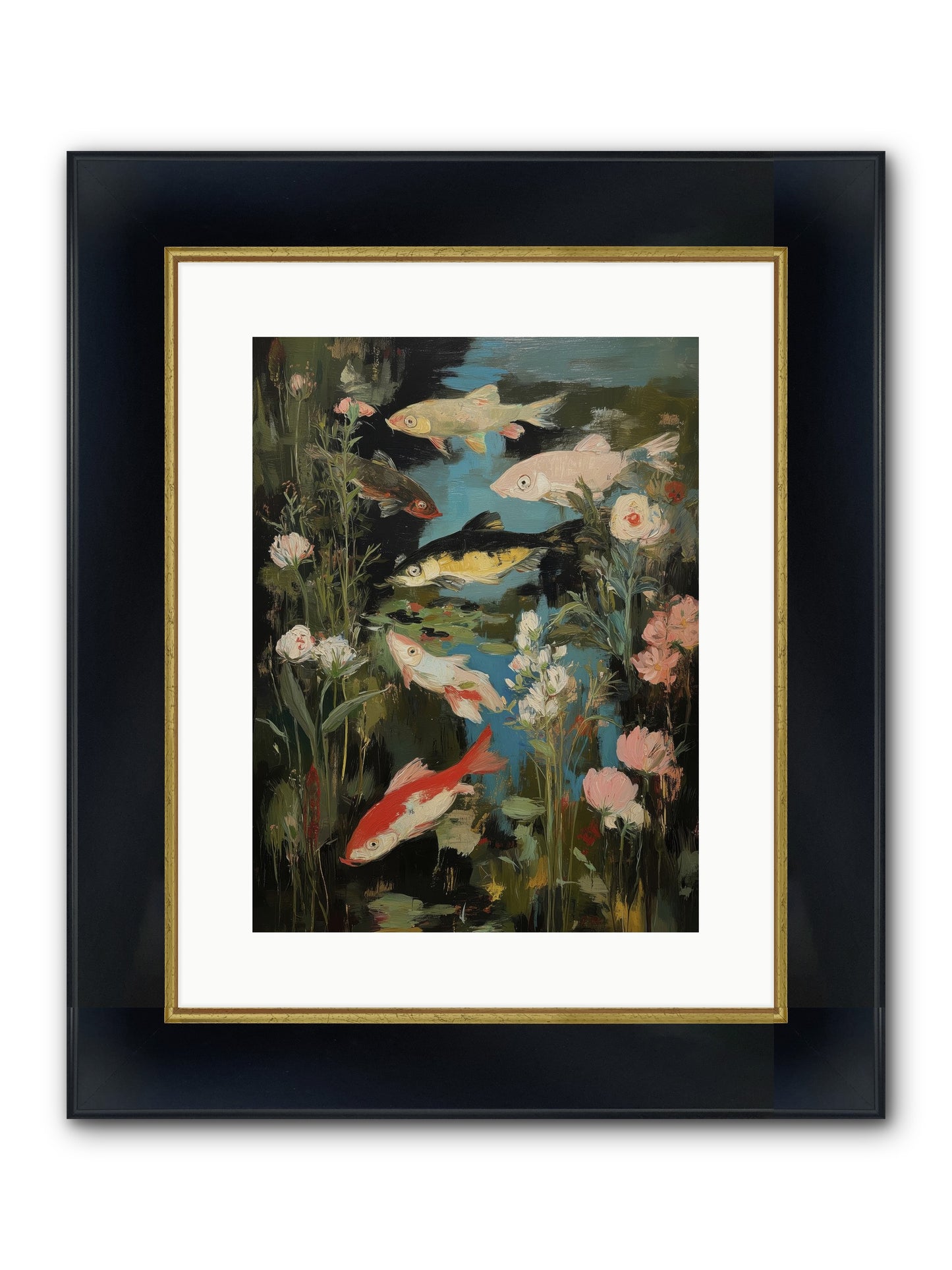 Submerged Prairie Framed Print - Wide Black w/Gold 12x16