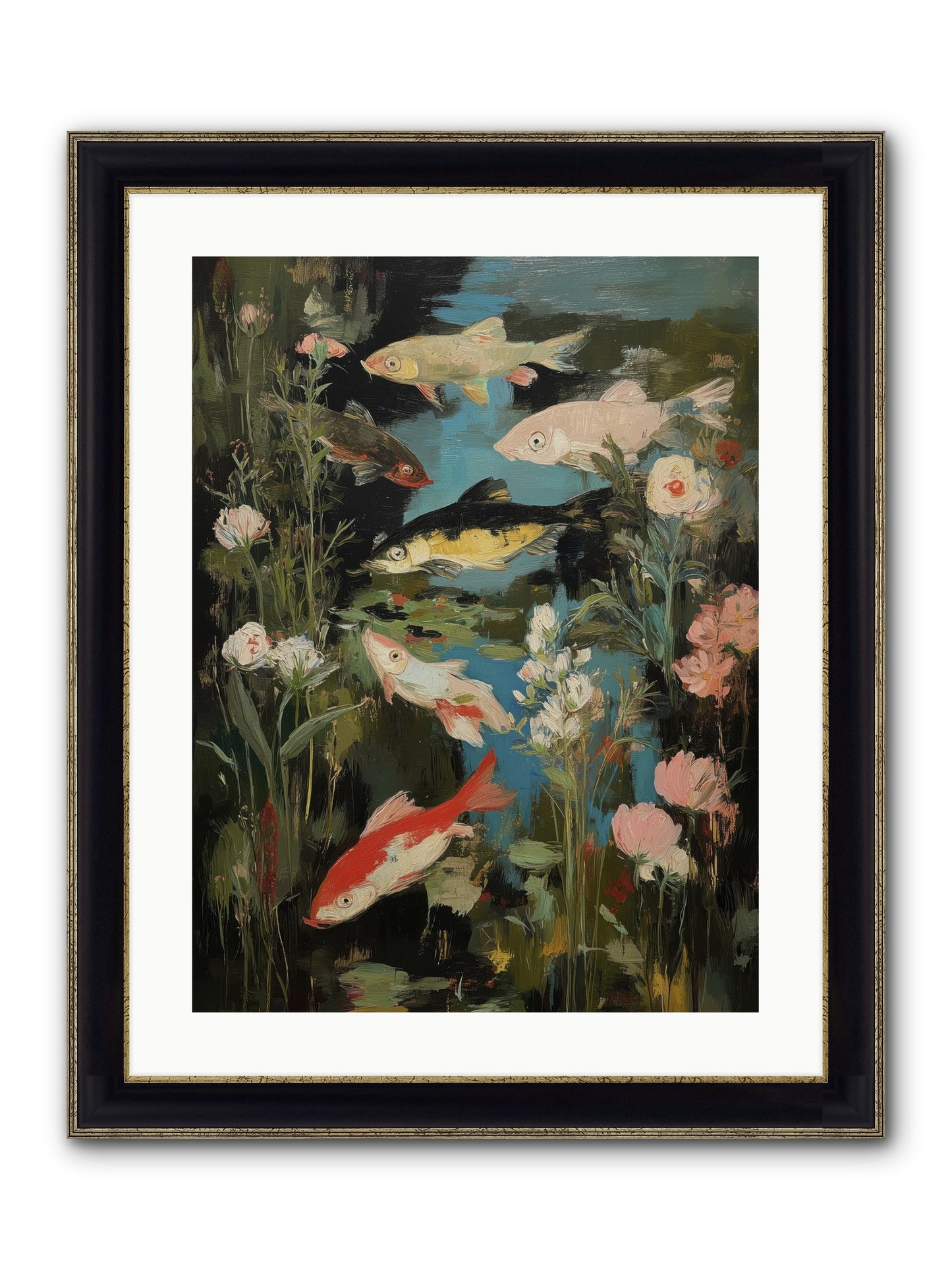Submerged Prairie Framed Print - Black & Gold 18x24
