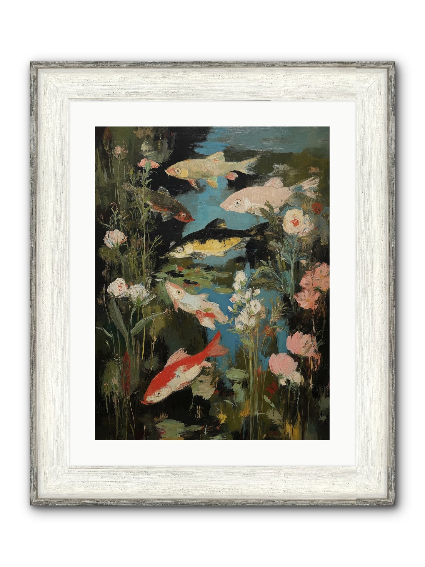Submerged Prairie Framed Print - Driftwood White 18x24