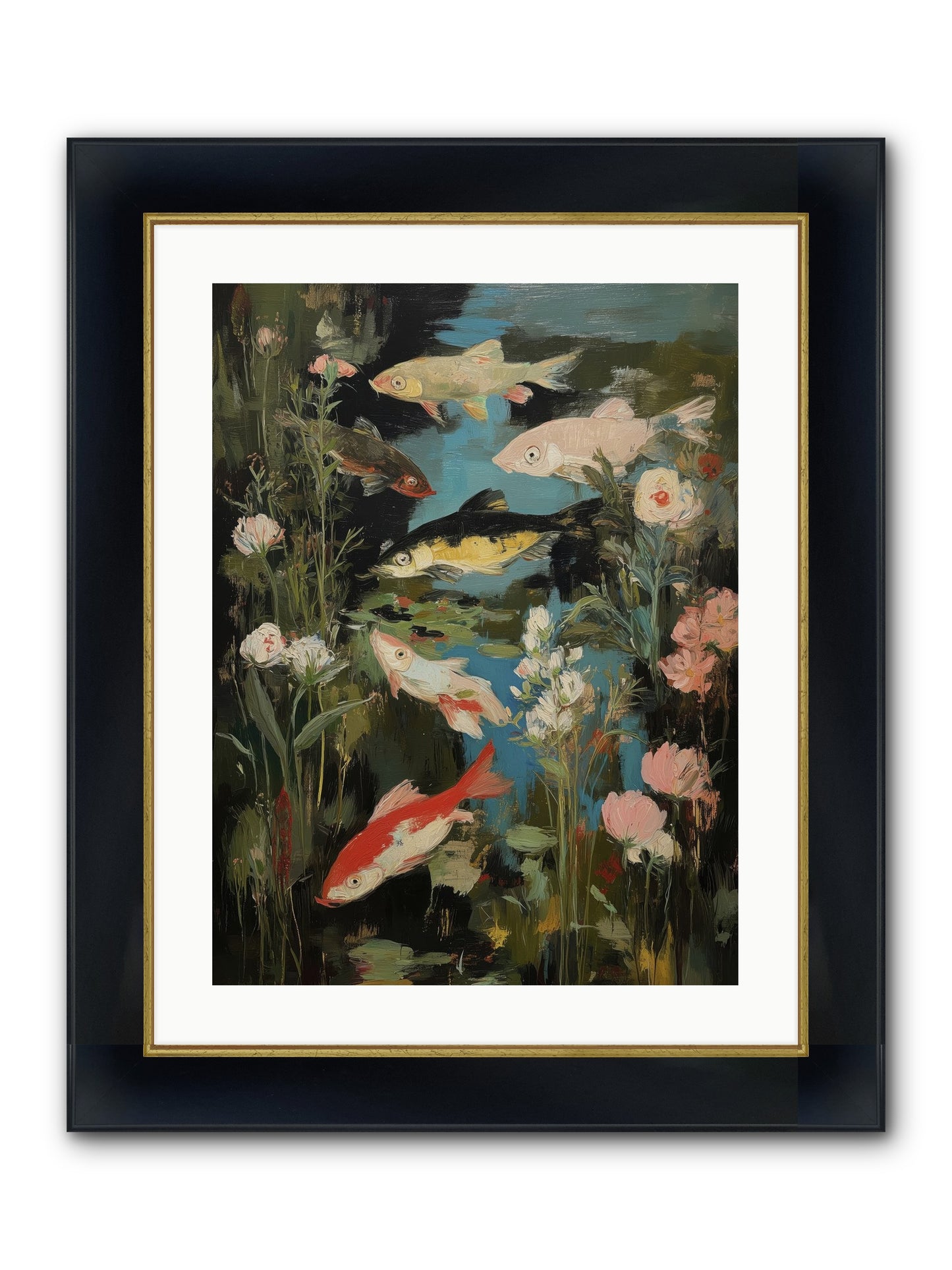 Submerged Prairie Framed Print - Wide Black w/Gold 18x24