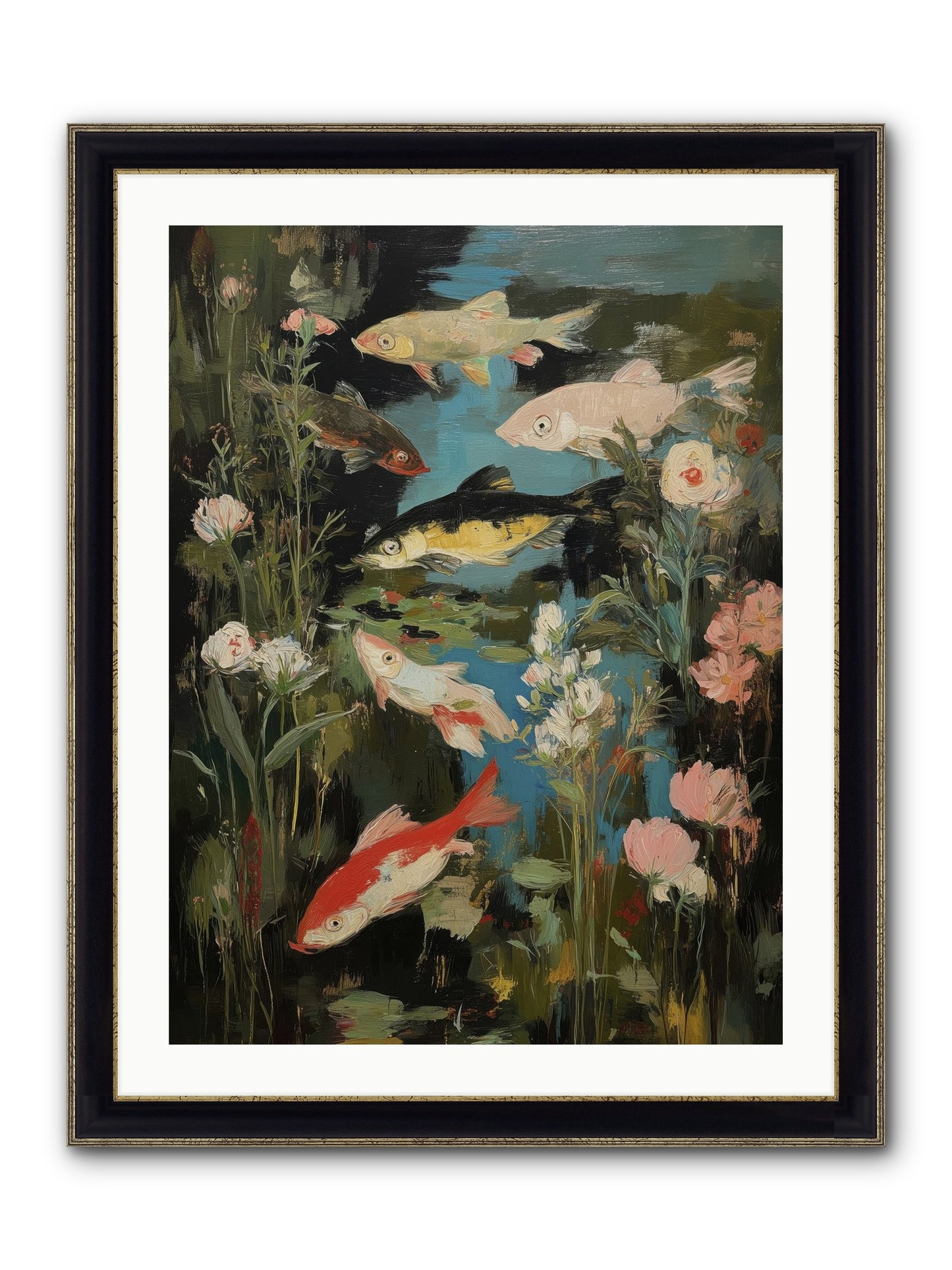 Submerged Prairie Framed Print - Black & Gold 24x32