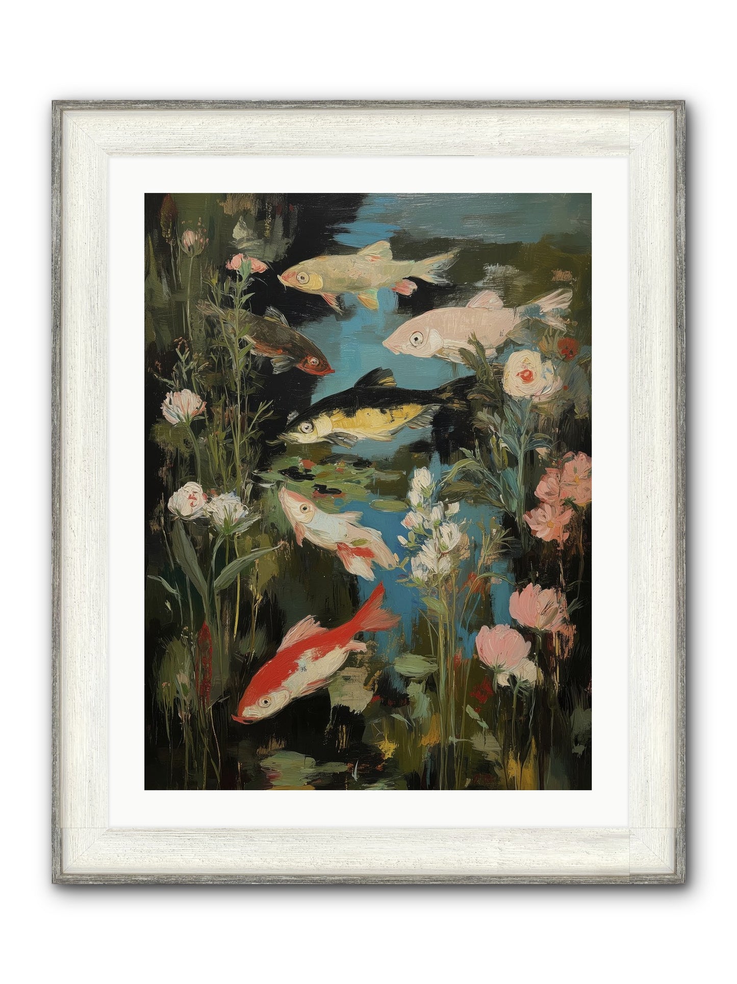 Submerged Prairie Framed Print - Driftwood White 24x32