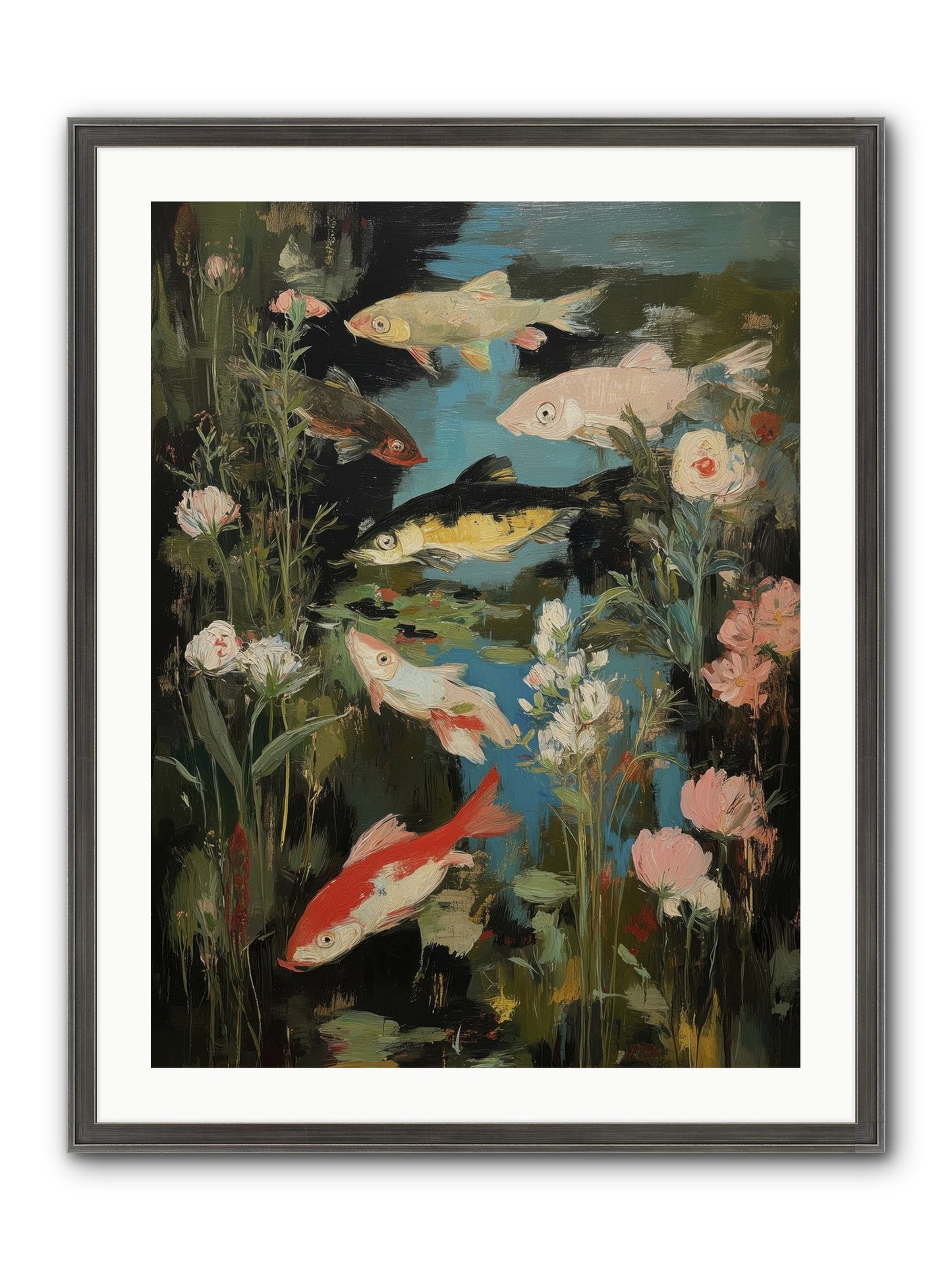 Submerged Prairie Framed Print - Slimwoods Black/Silver 24x32