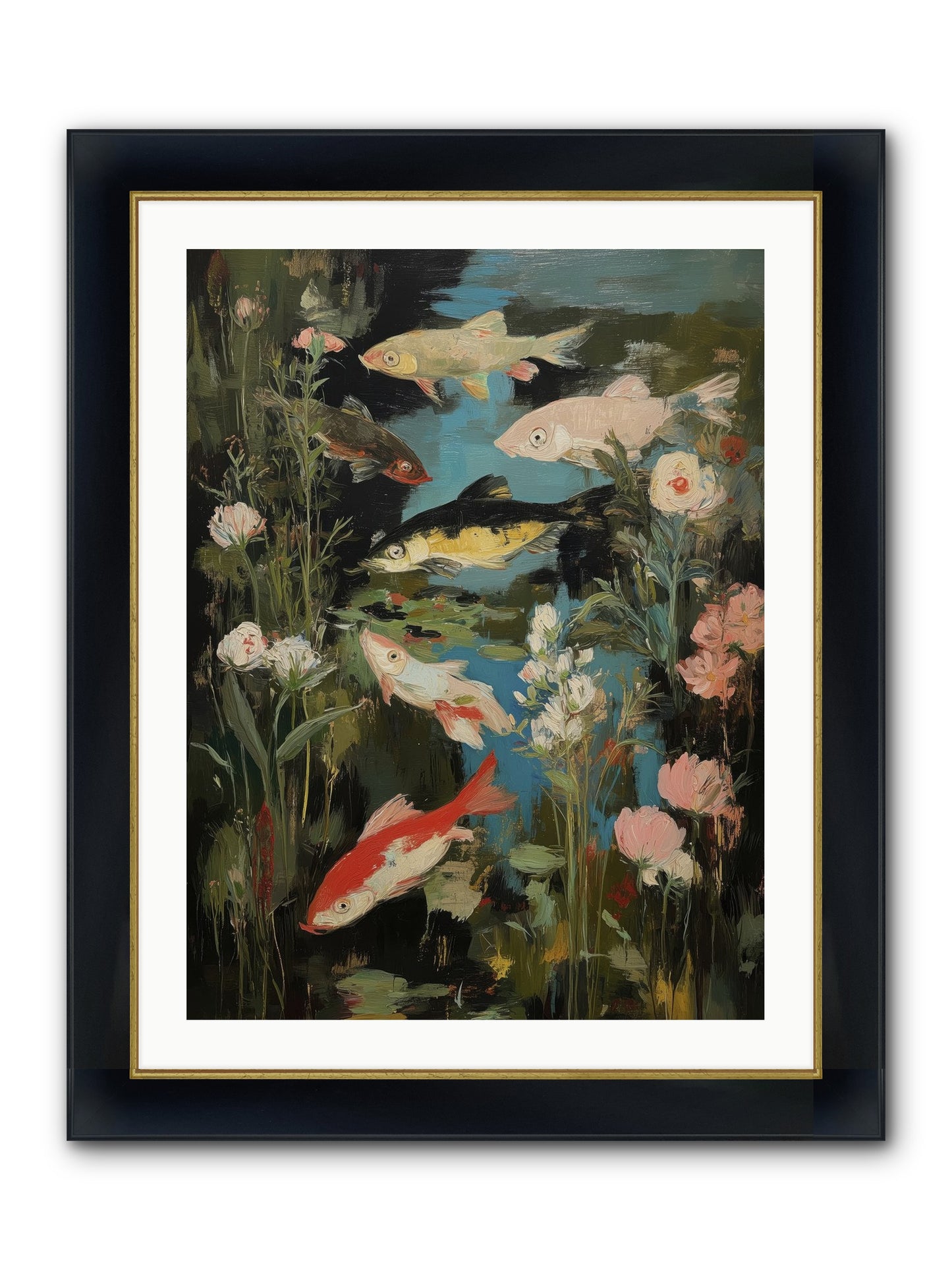 Submerged Prairie Framed Print - Wide Black w/Gold 24x32