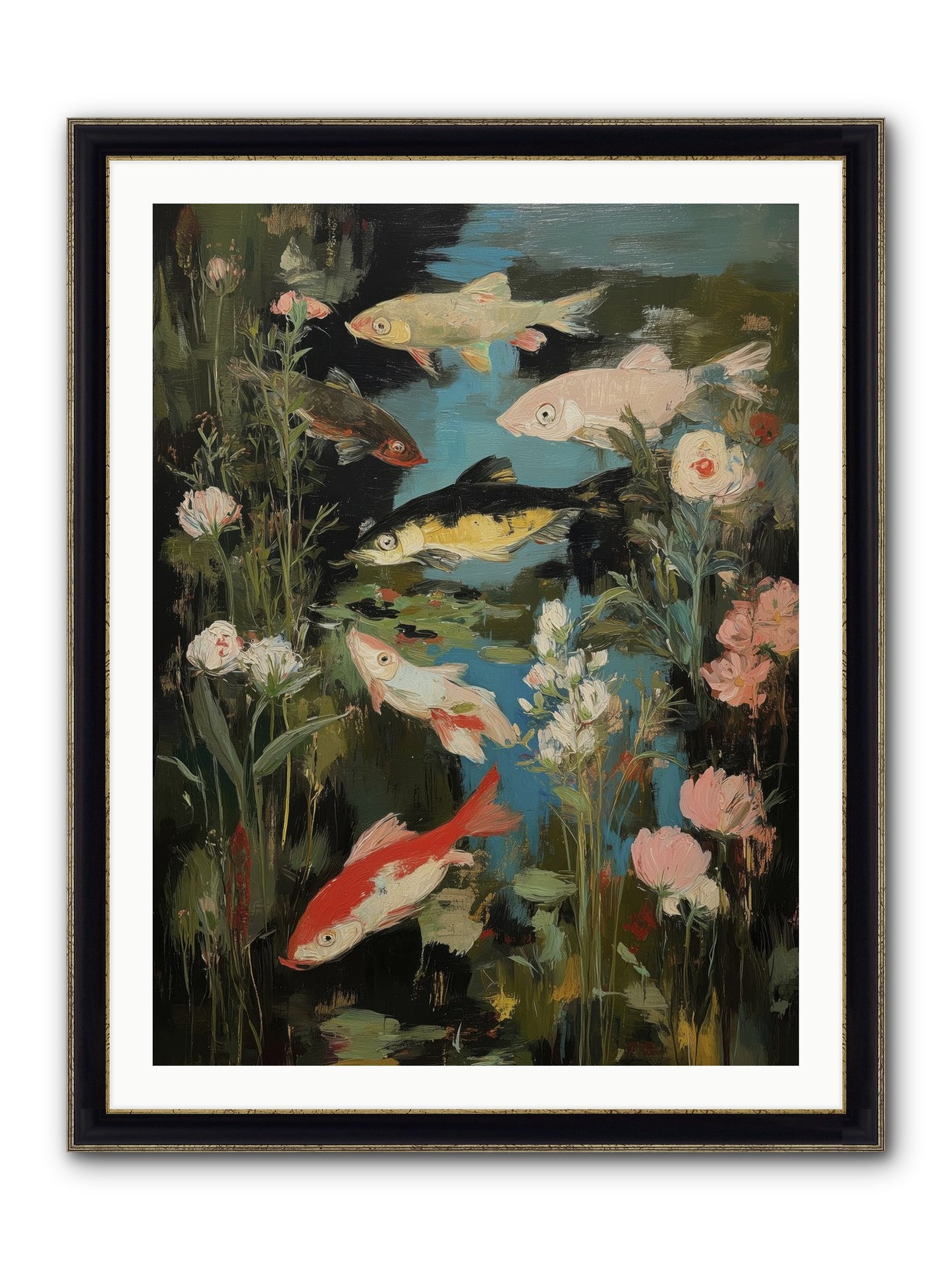 Submerged Prairie Framed Print - Black & Gold 30x40