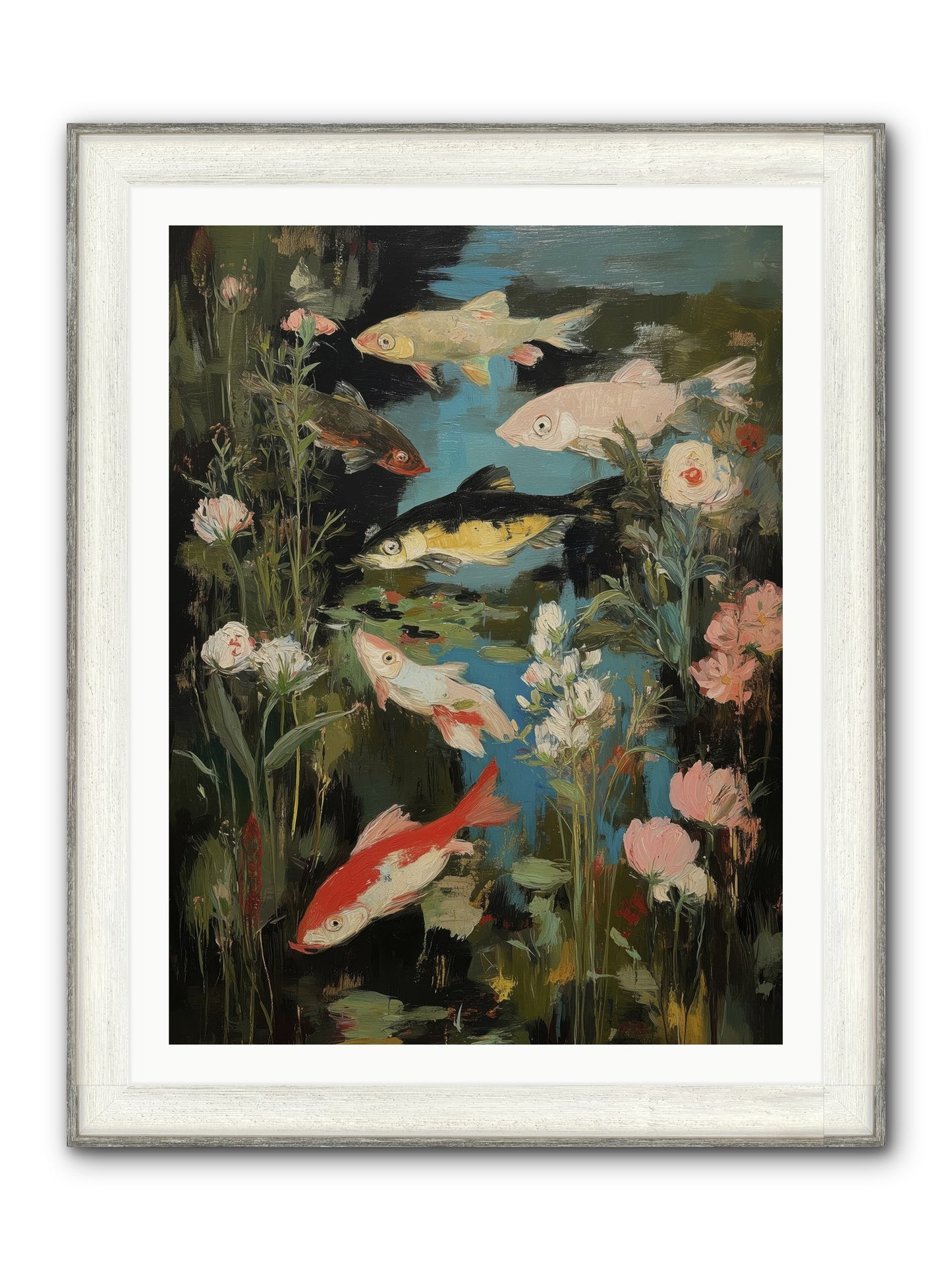 Submerged Prairie Framed Print - Driftwood White 30x40
