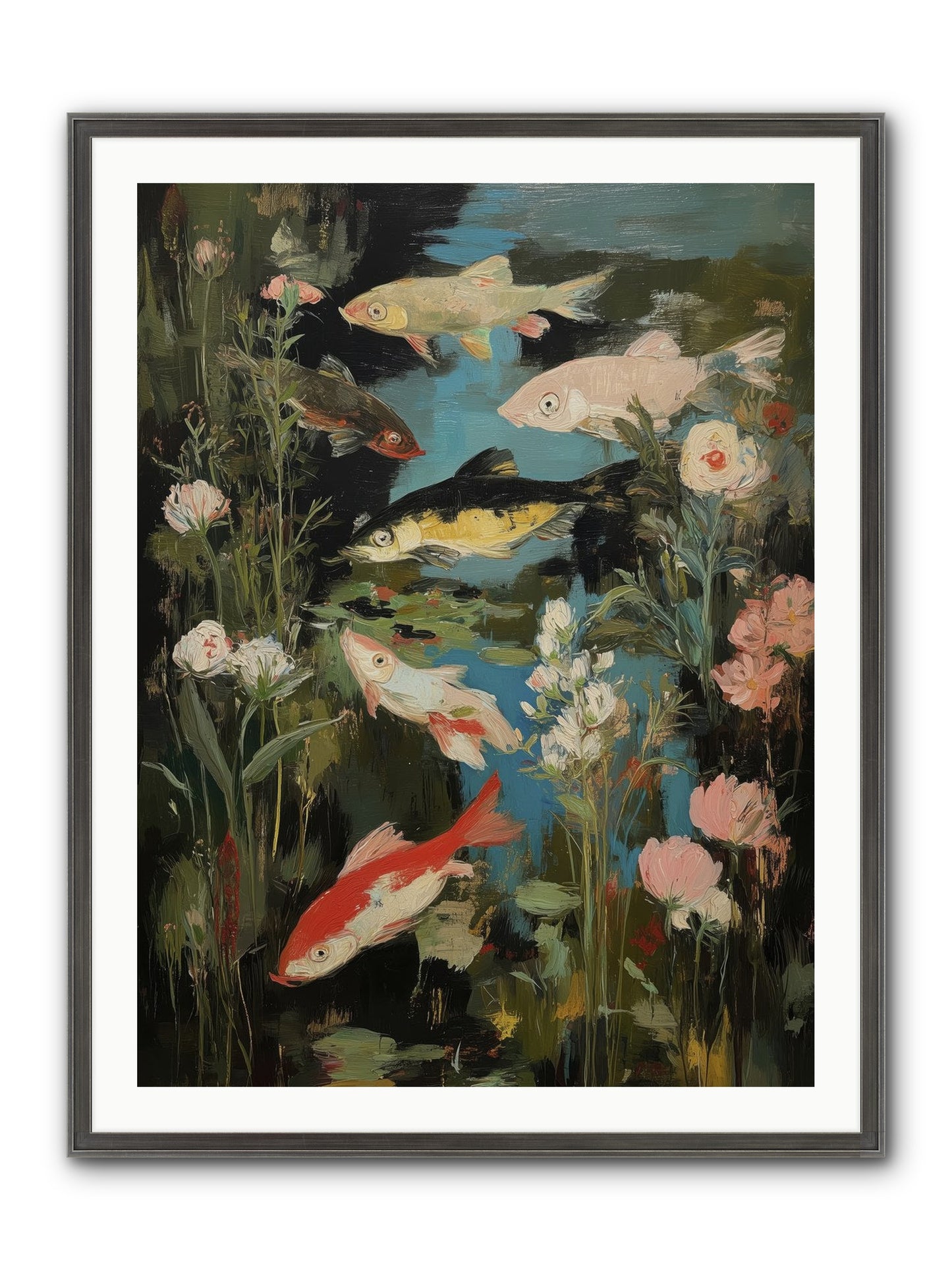 Submerged Prairie Framed Print - Slimwoods Black/Silver 30x40