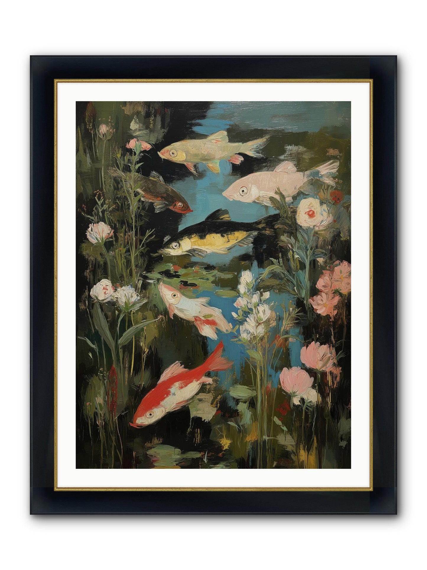 Submerged Prairie Framed Print - Wide Black w/Gold 30x40