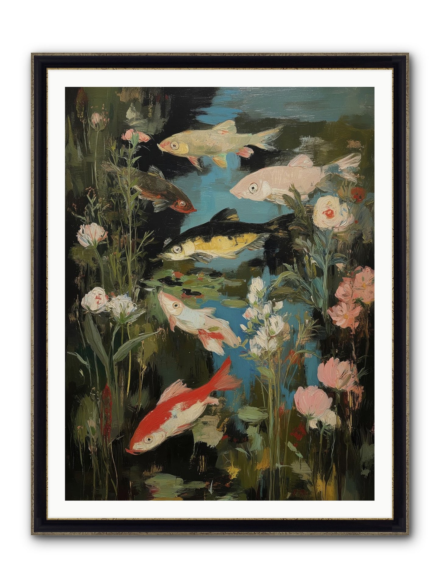 Submerged Prairie Framed Print - Black & Gold 36x48