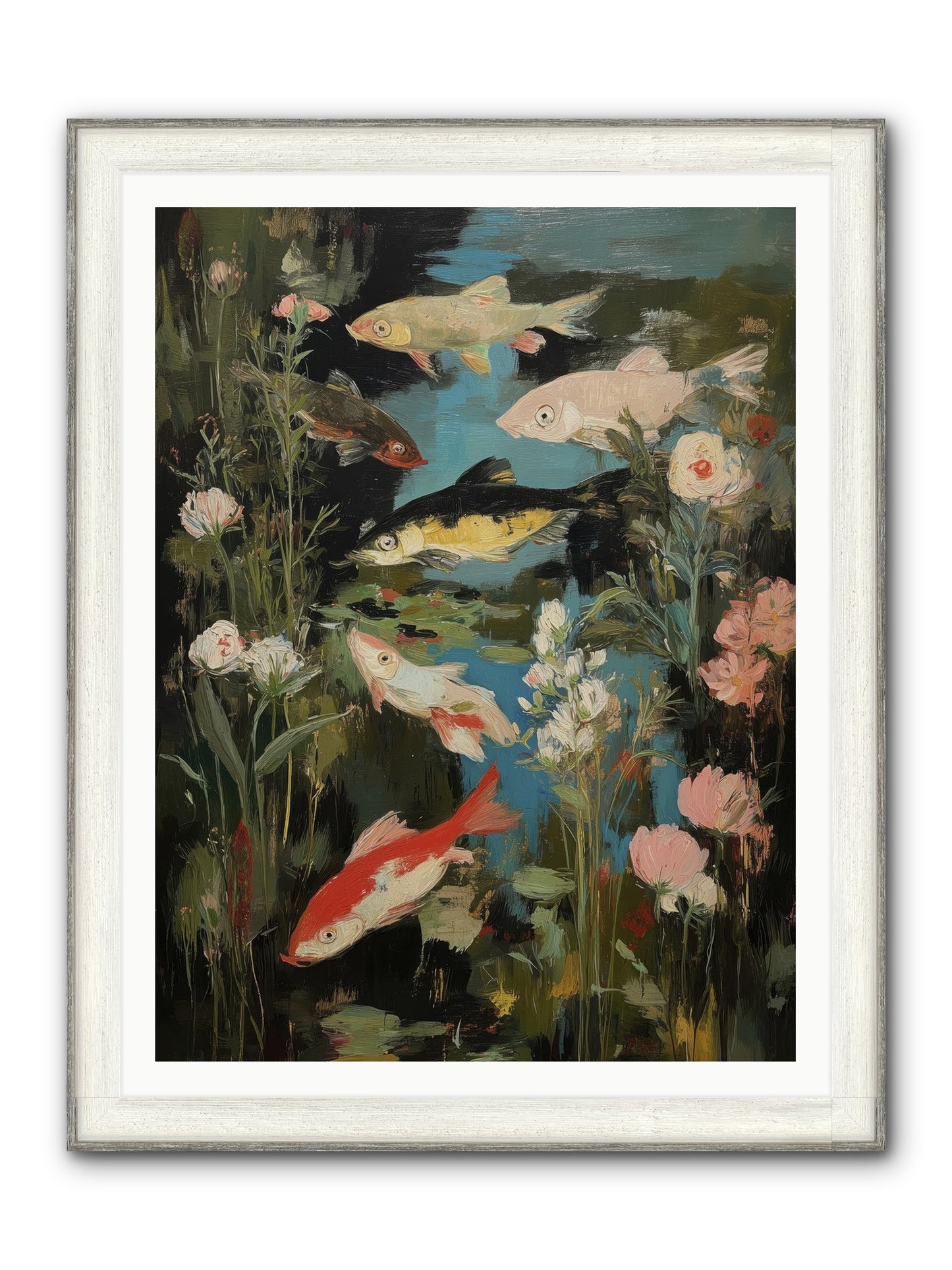Submerged Prairie Framed Print - Driftwood White 36x48