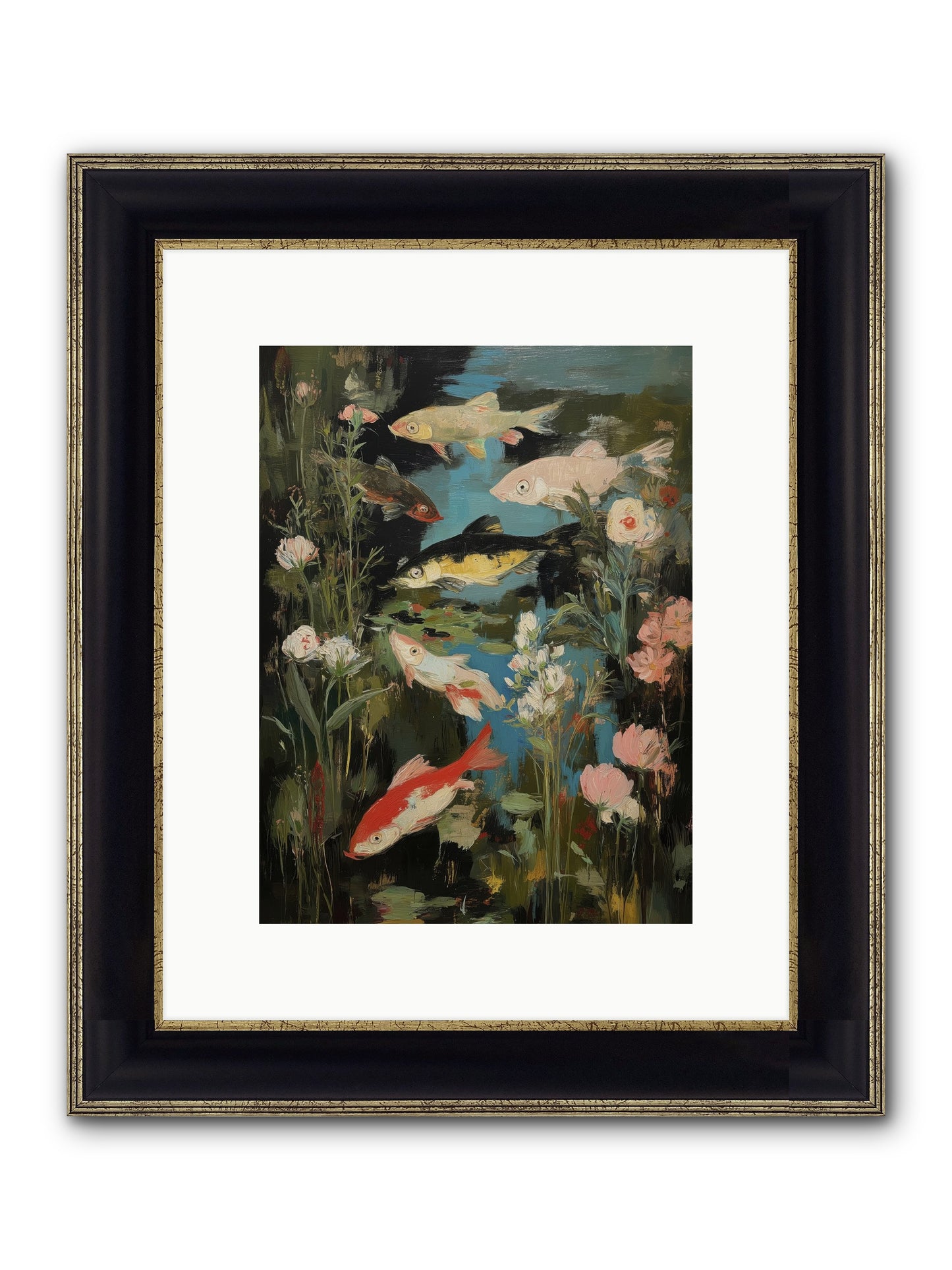 Submerged Prairie Framed Print - Black & Gold 9x12